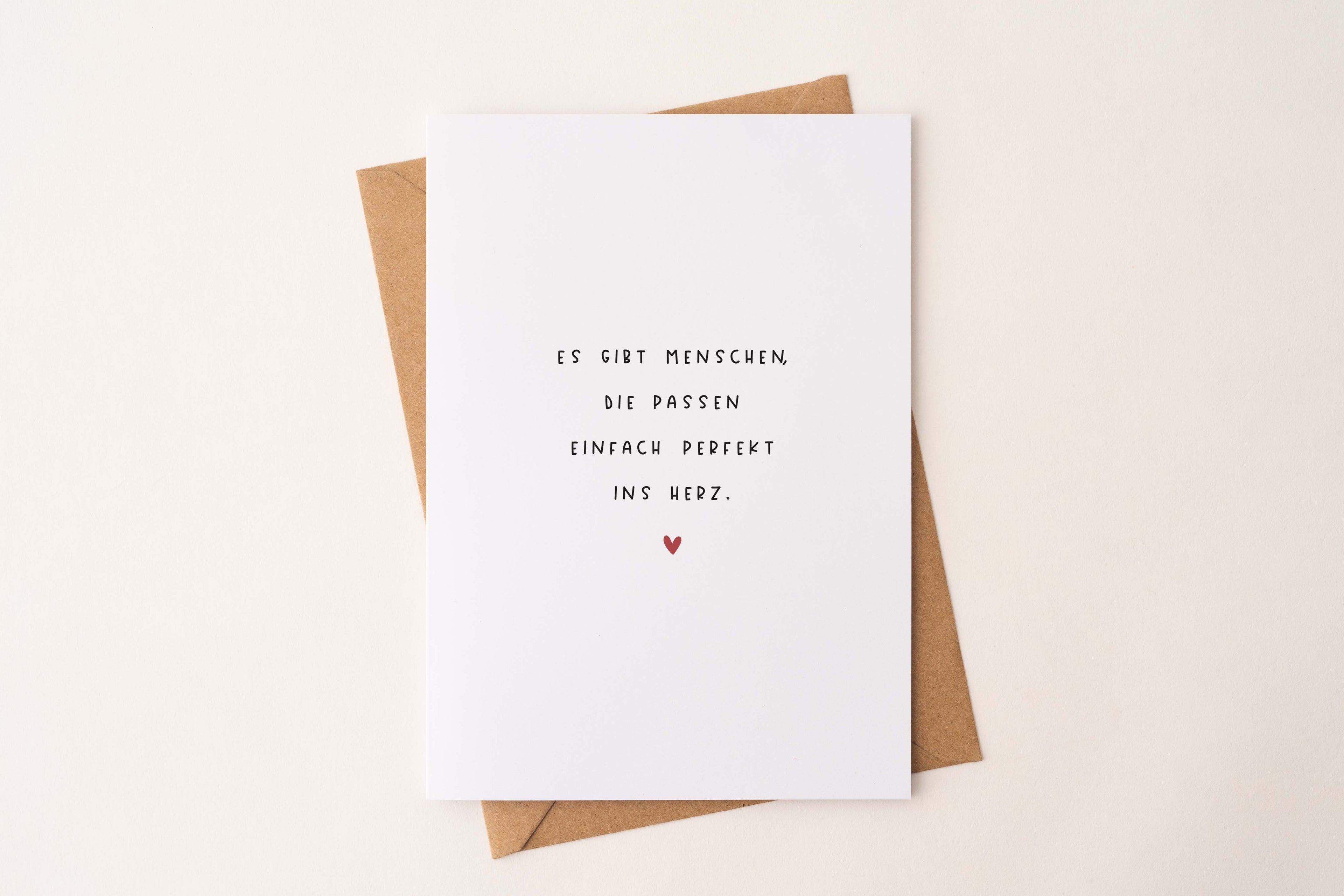 Postkarte "Es gibt Menschen die passen einfach perfekt ins Herz" DIN A6