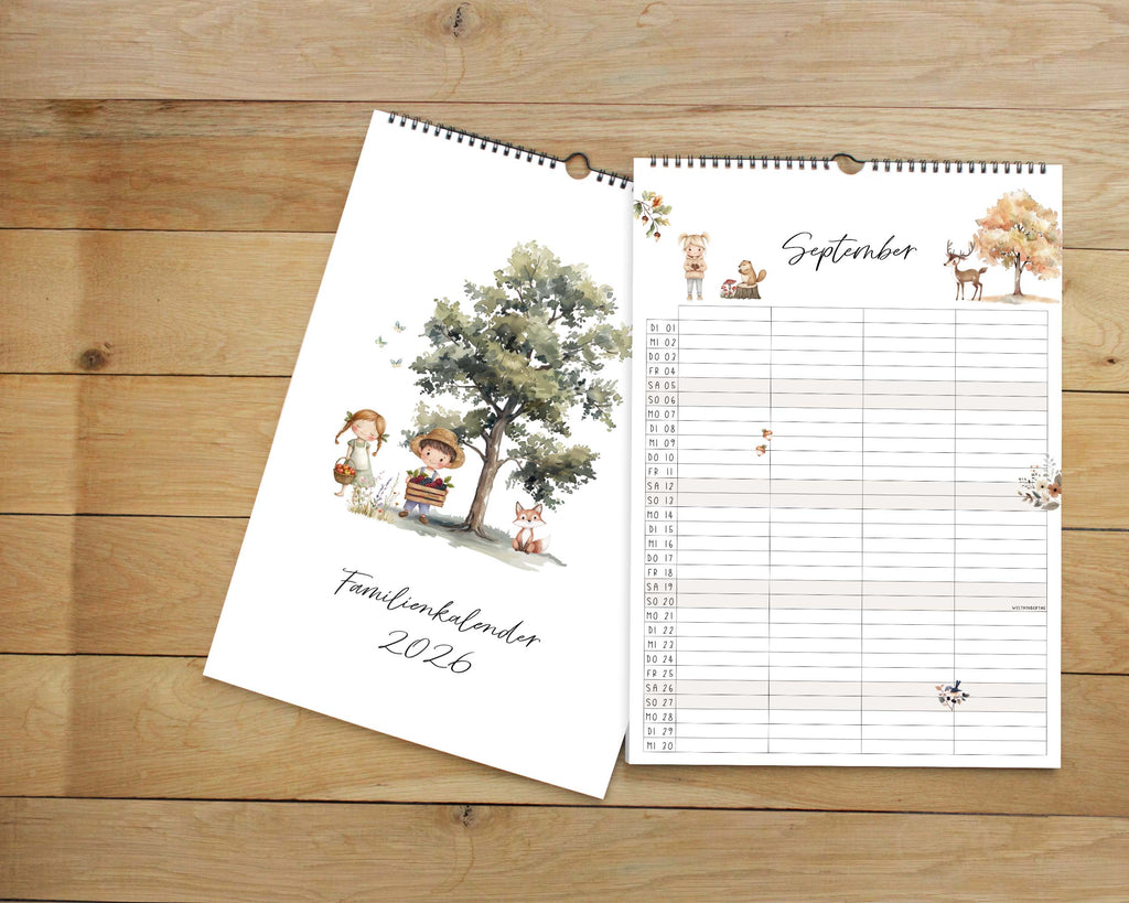 Familienkalender 2026 | DIN A3 Wandkalender 4/ 5/ 6 Spalten