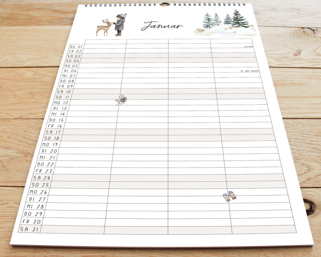Familienkalender 2026 | DIN A3 Wandkalender 4/ 5/ 6 Spalten