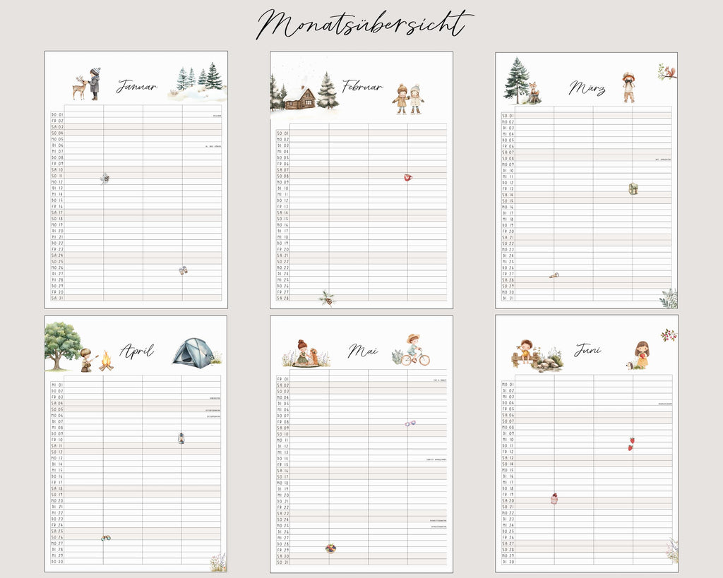Familienkalender 2026 | DIN A3 Wandkalender 4/ 5/ 6 Spalten