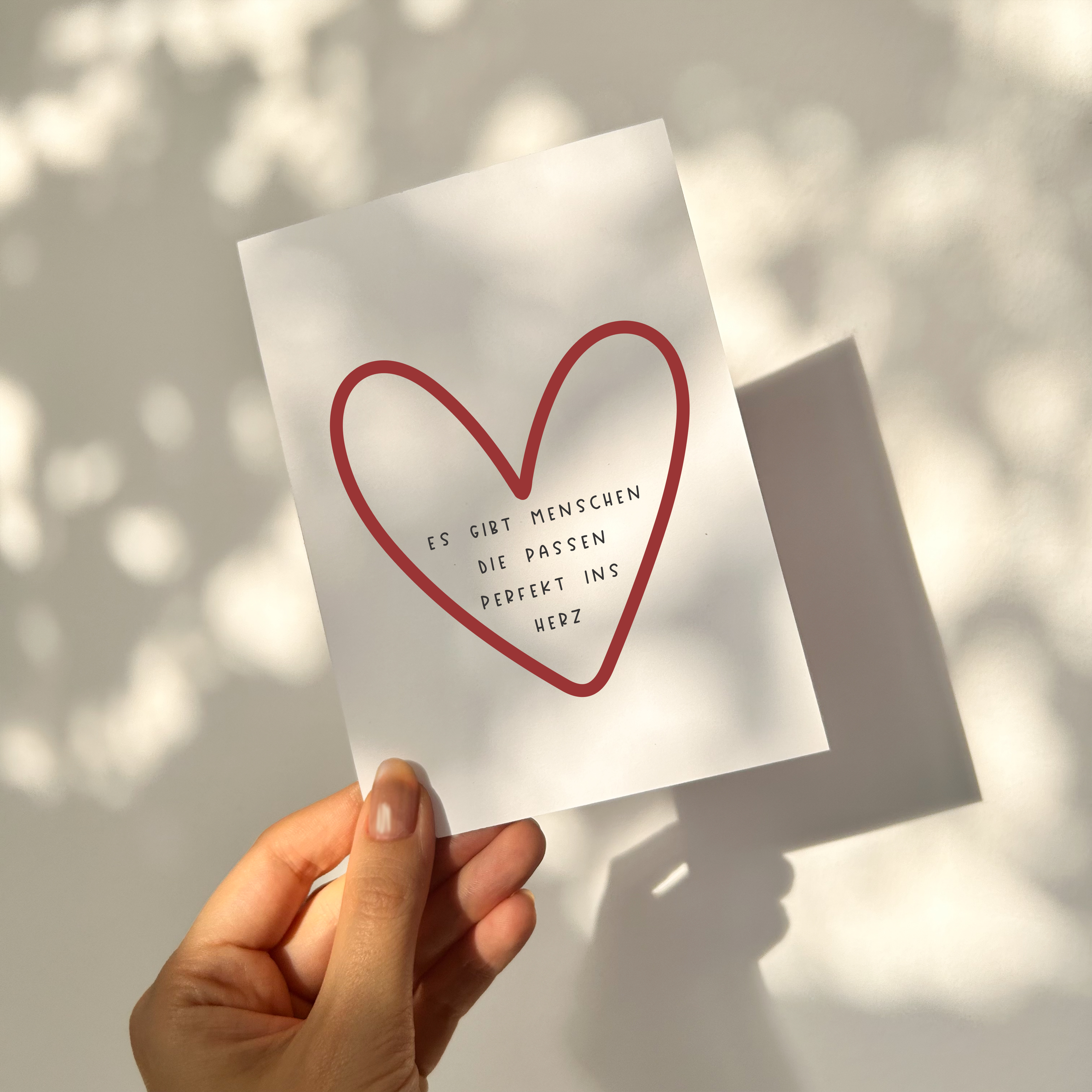 "Es gibt Menschen die passen einfach perfekt ins Herz" Karte DIN A6