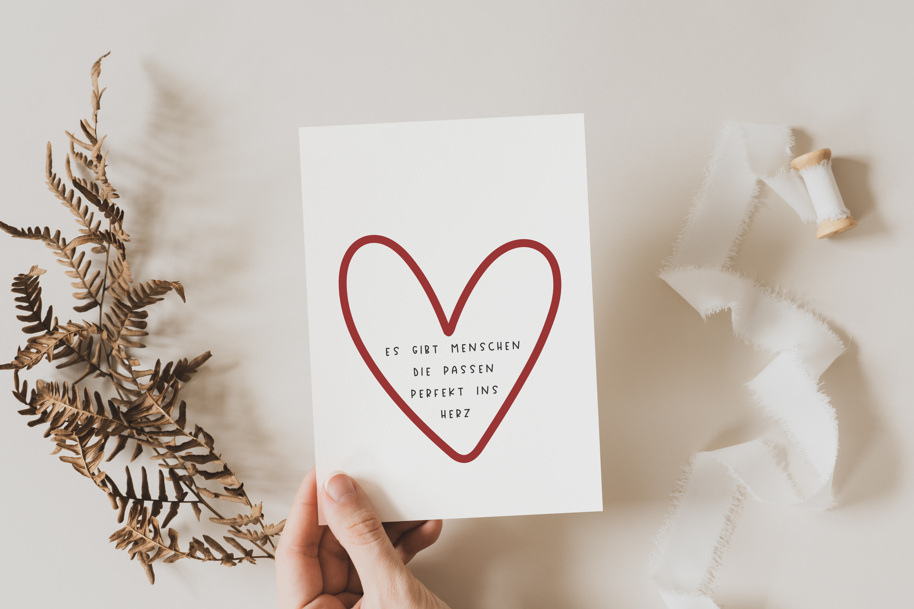 "Es gibt Menschen die passen einfach perfekt ins Herz" Karte DIN A6