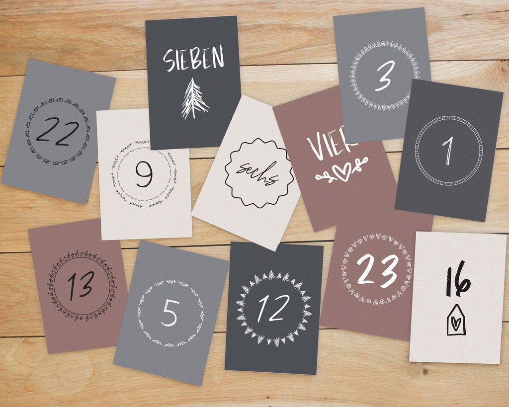 24 wunderschöne Adventskalender-Karten DIN A6