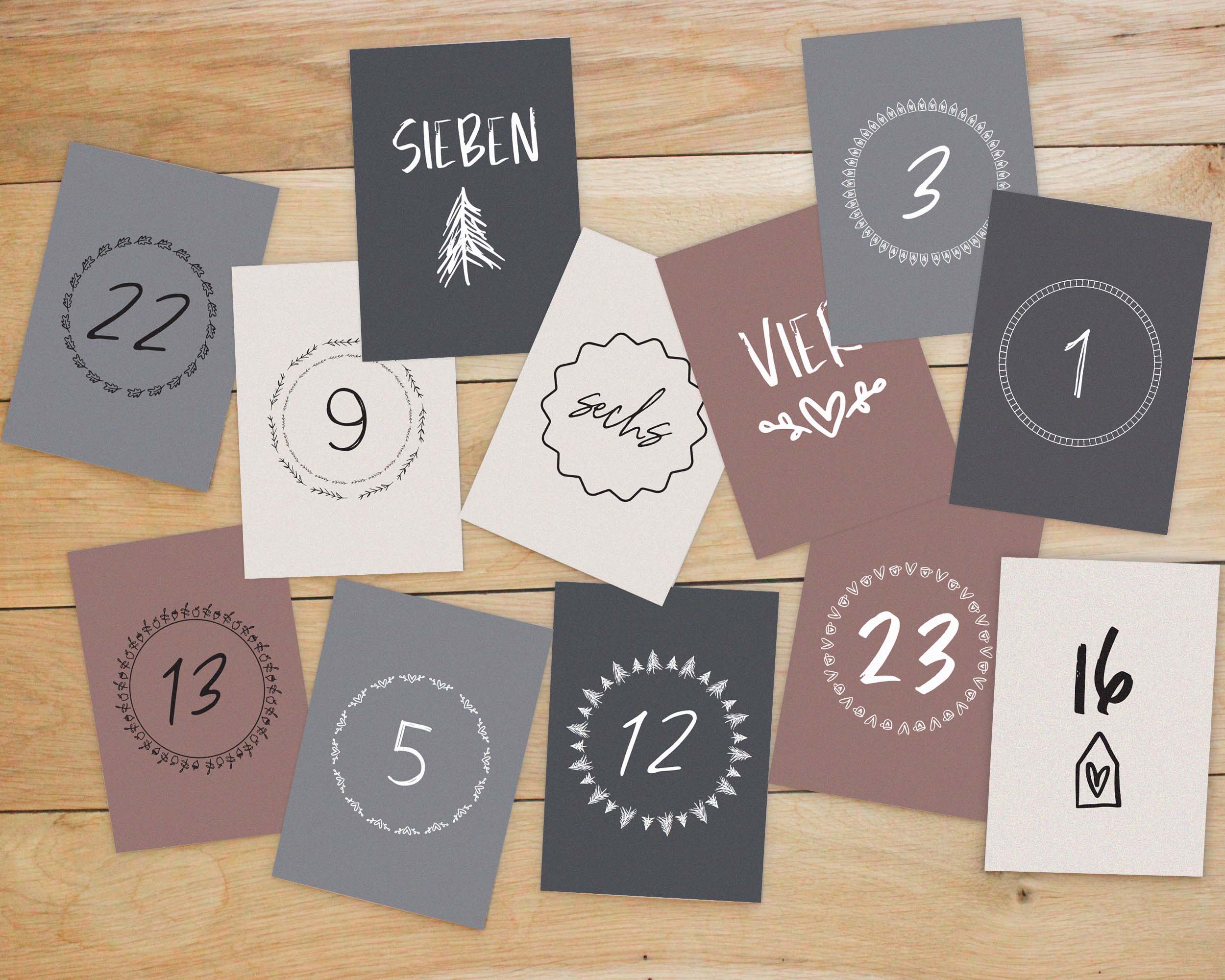 24 wunderschöne Adventskalender-Karten DIN A6