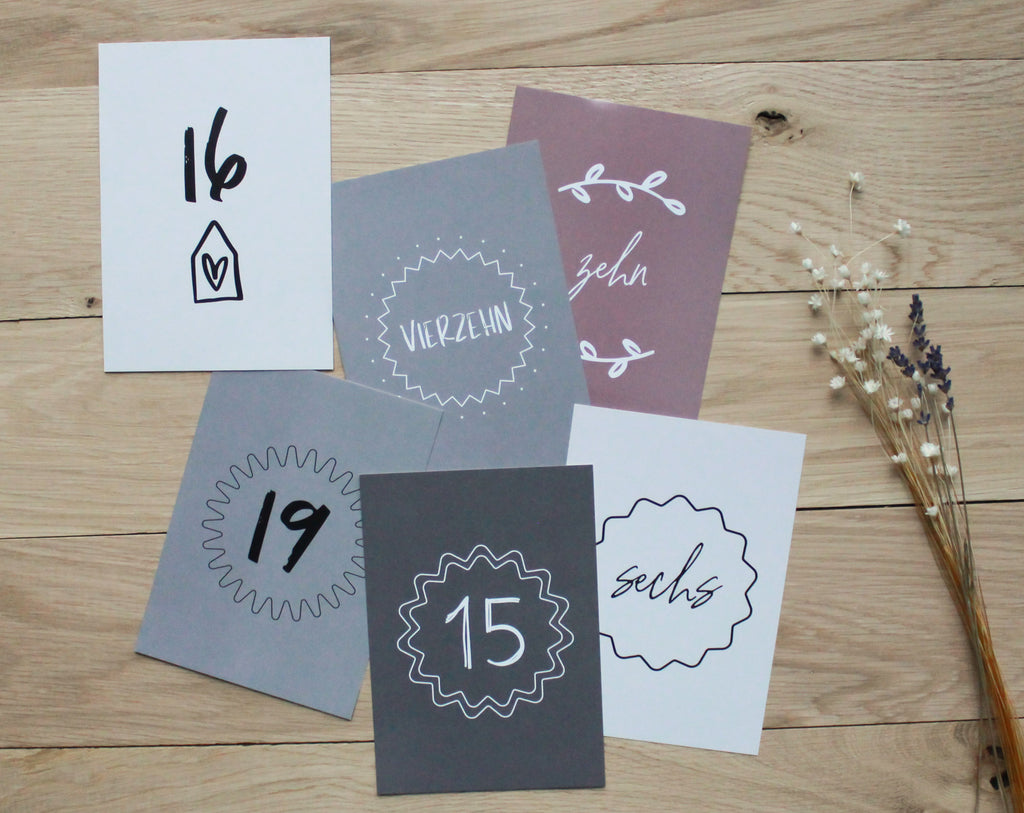 24 wunderschöne Adventskalender-Karten DIN A6