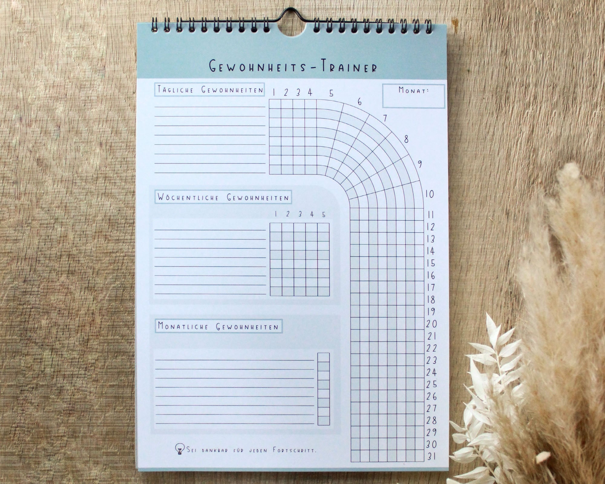 Habit Tracker Gewohnheitstrainer blau A4