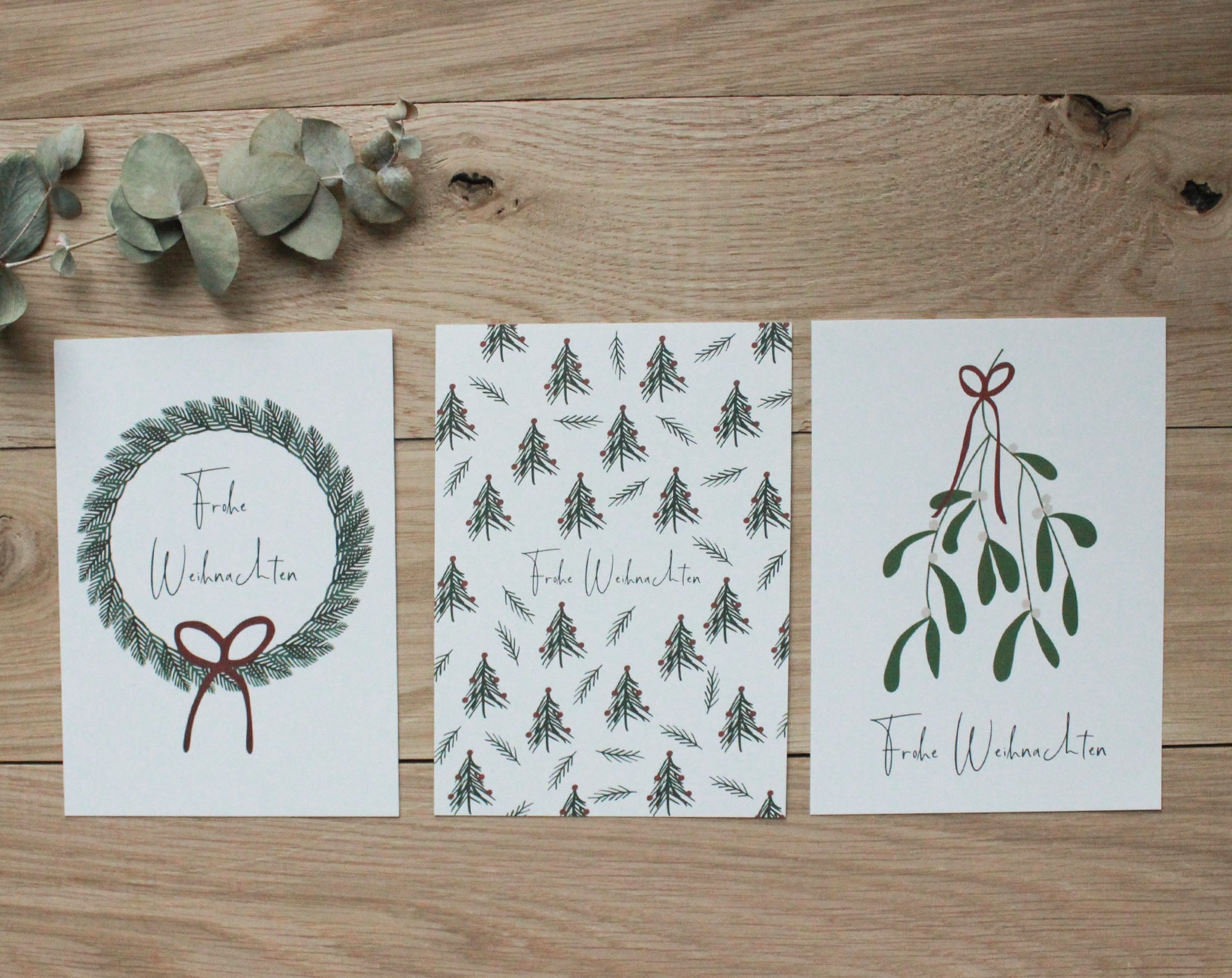 3er Set Weihnachtskarten A6