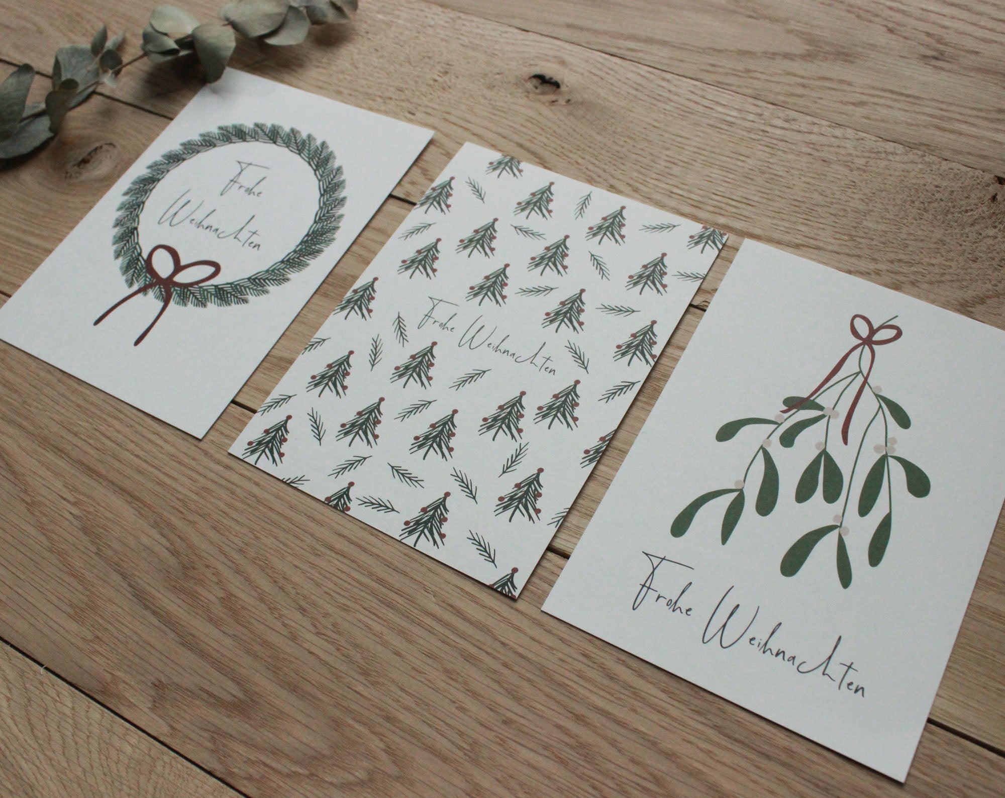 3er Set Weihnachtskarten A6