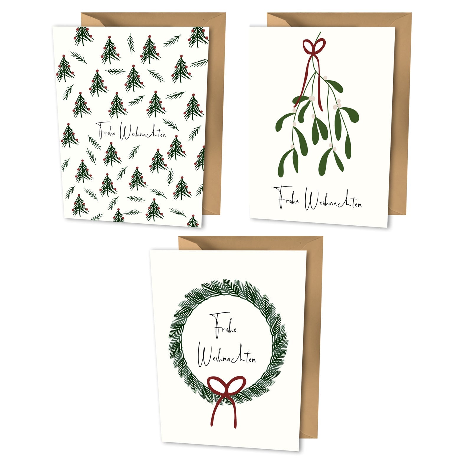 3er Set Weihnachtskarten A6