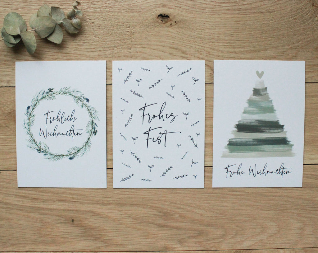 3er Set Weihnachtskarten A6