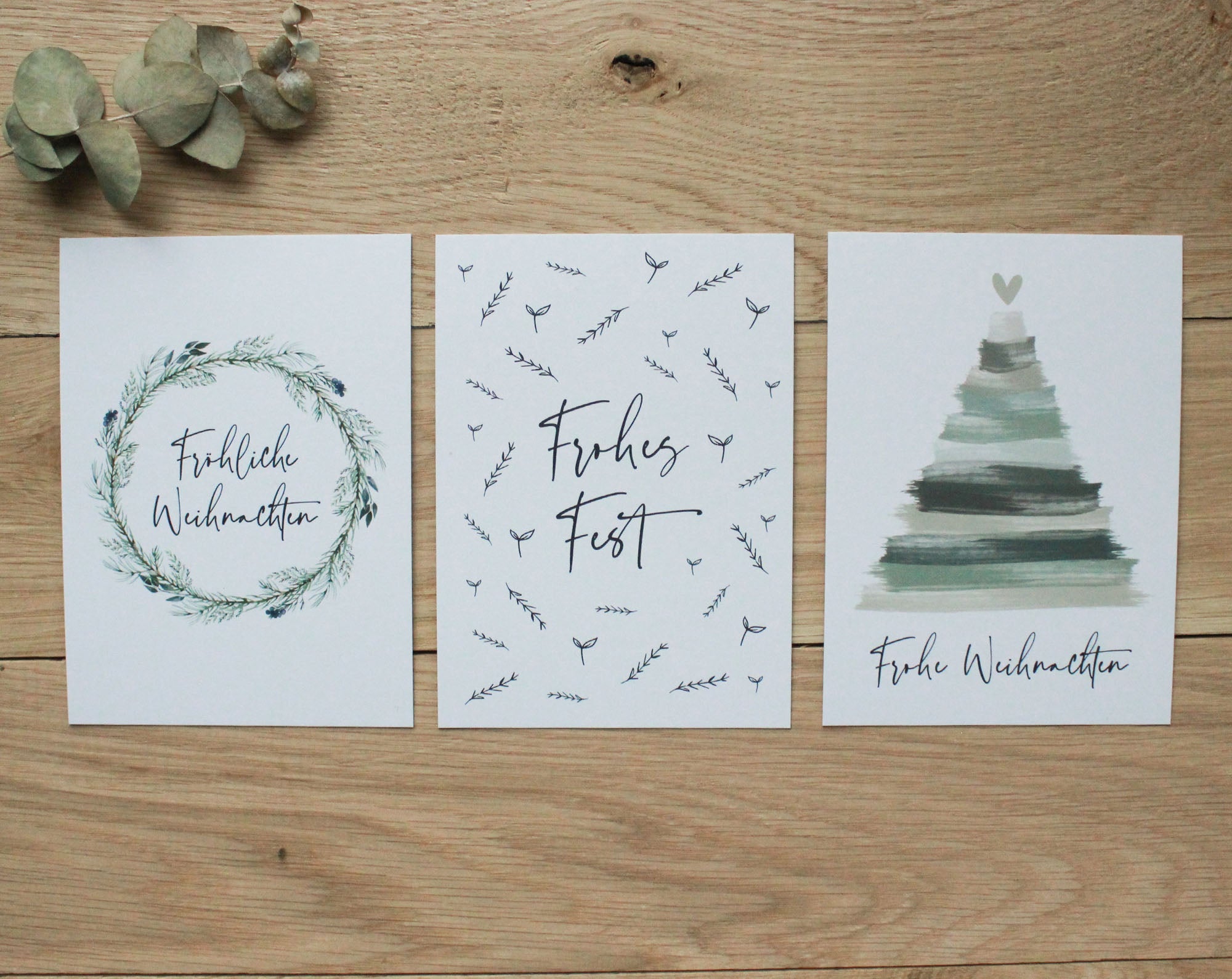 3er Set Weihnachtskarten A6