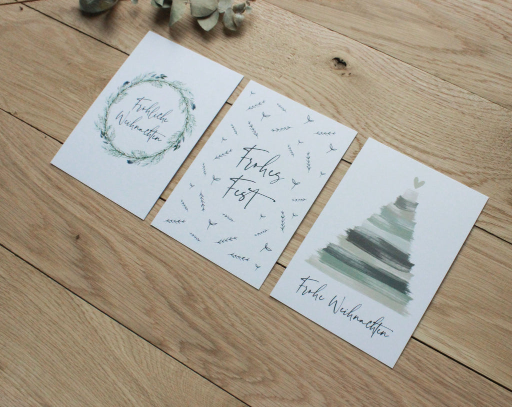 3er Set Weihnachtskarten A6