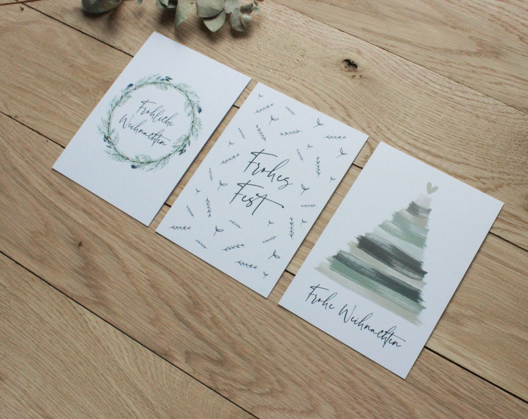 3er Set Weihnachtskarten A6