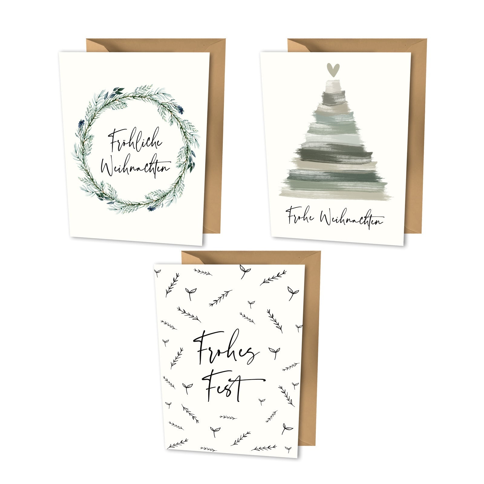 3er Set Weihnachtskarten A6