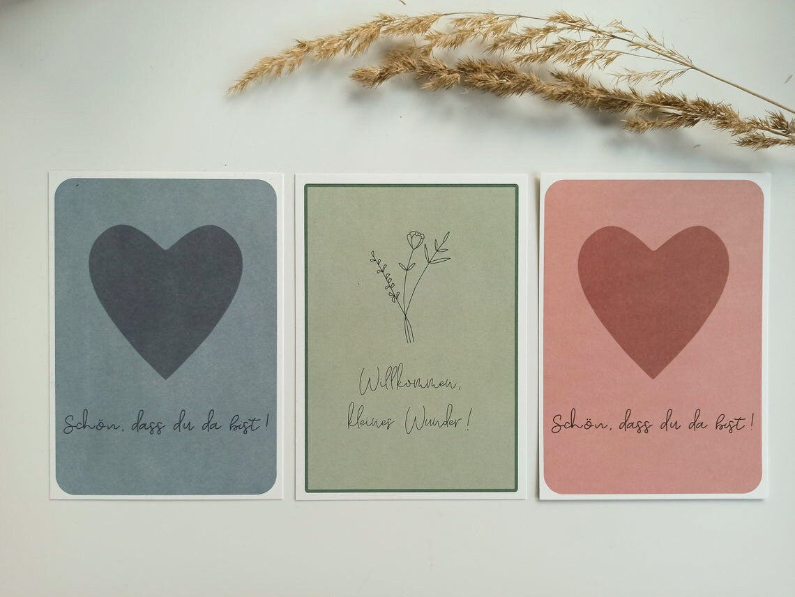 3er Set Babykarten inkl. Umschläge DIN A6