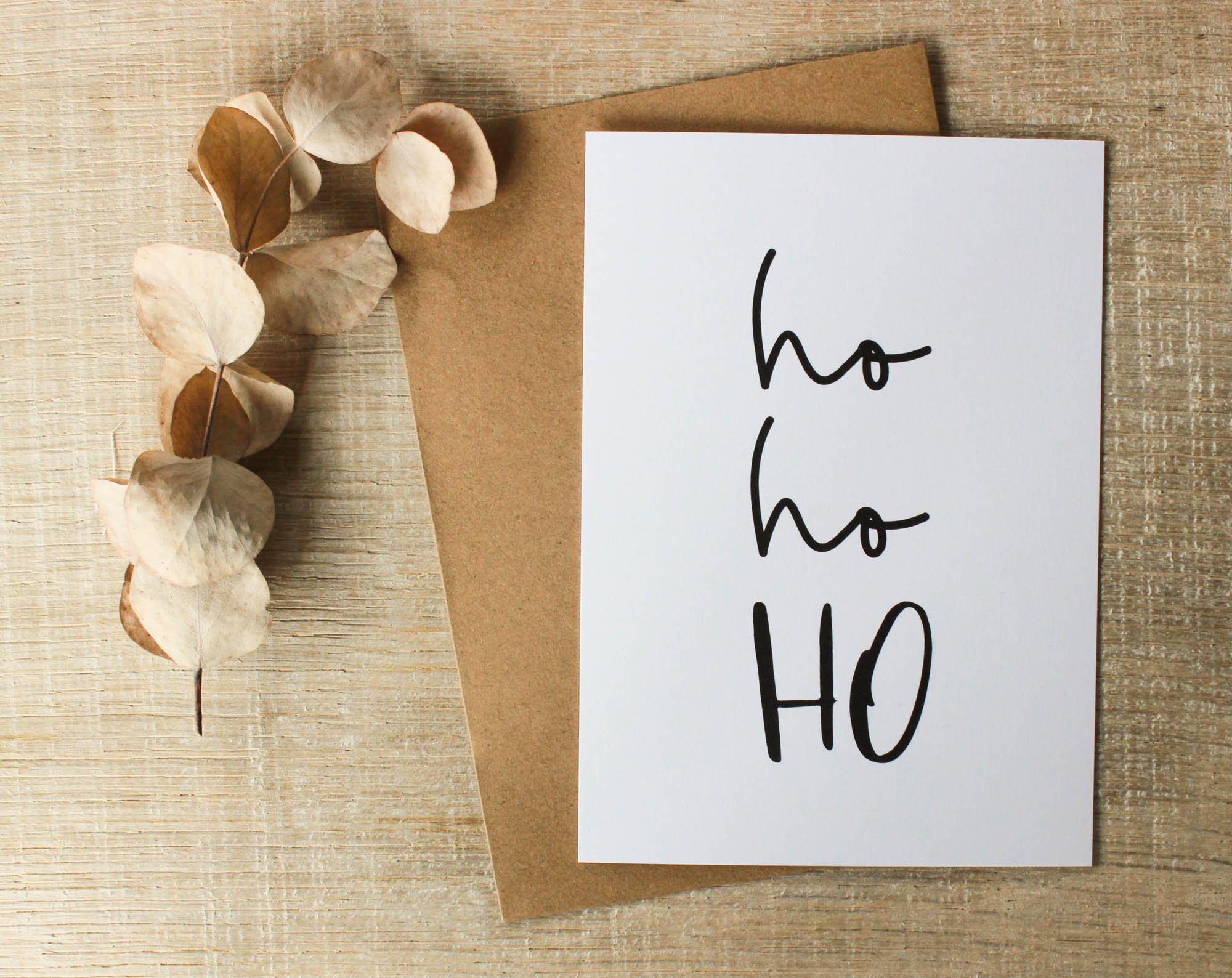 Weihnachtskarte "Ho Ho Ho", Karte zu Weihnachten mit Umschlag