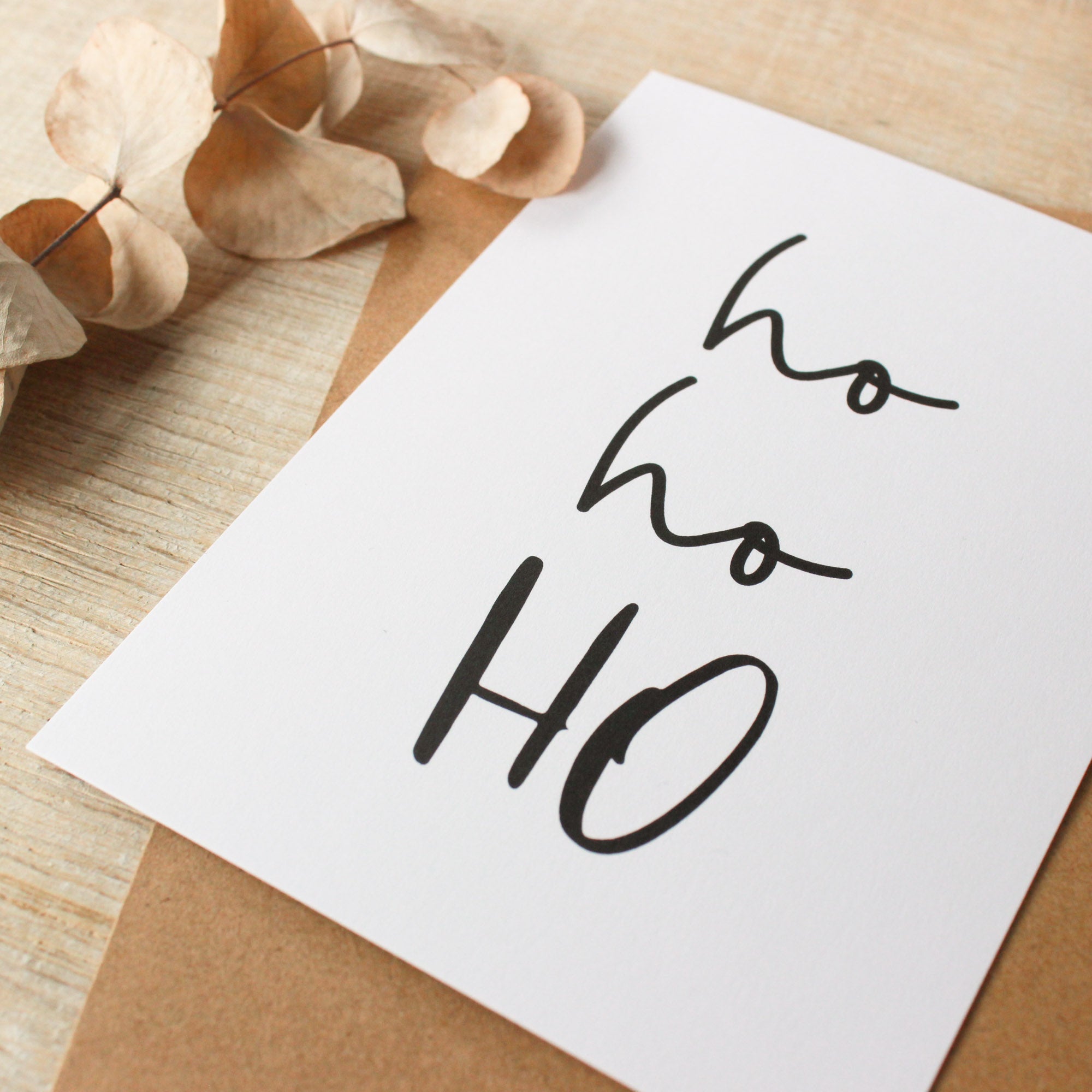 Weihnachtskarte "Ho Ho Ho", Karte zu Weihnachten mit Umschlag