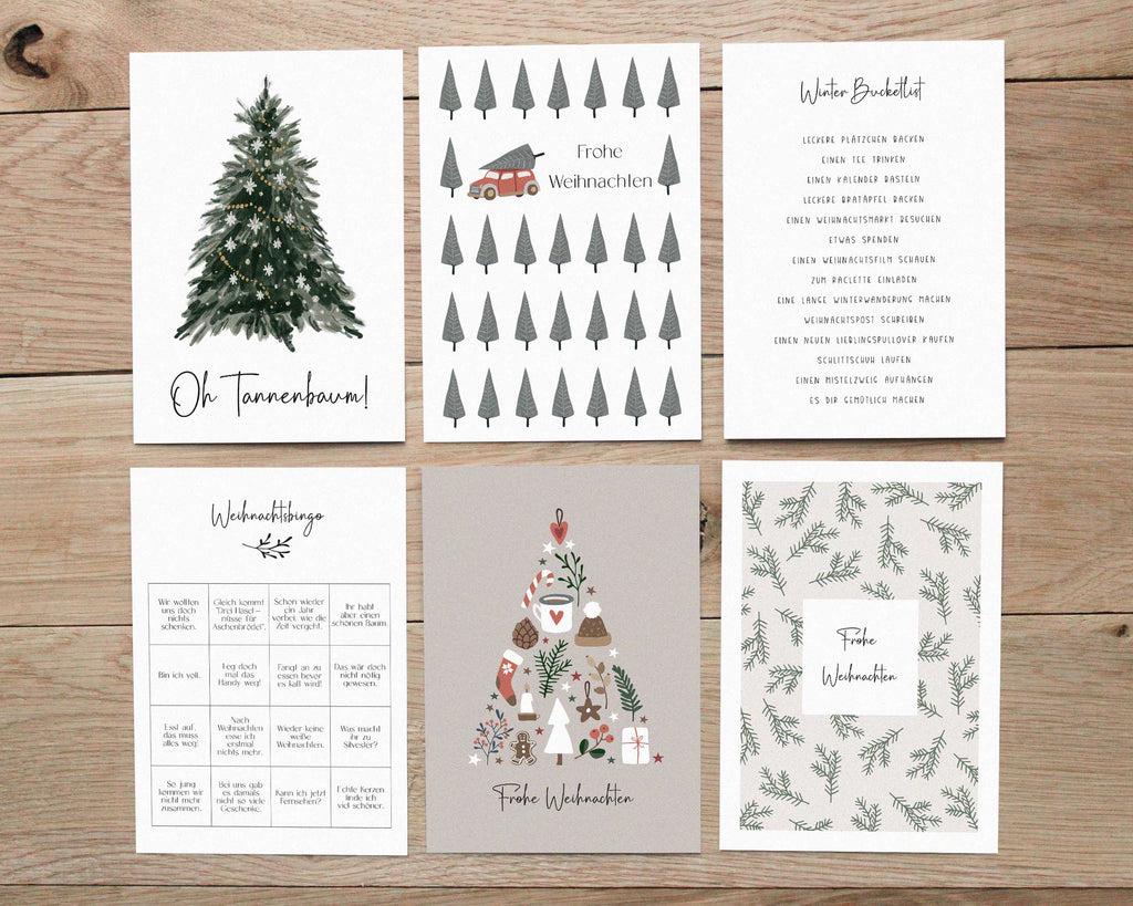 6er Set Weihnachtskarten