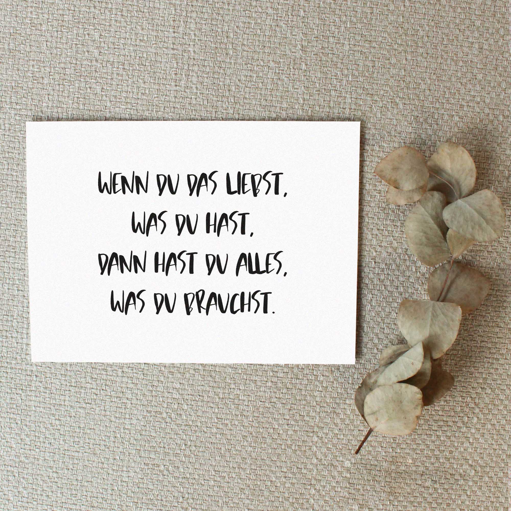 Postkarte 2er Set "Wenn du das liebst, was du hast, dann hast du alles, was du brauchst."