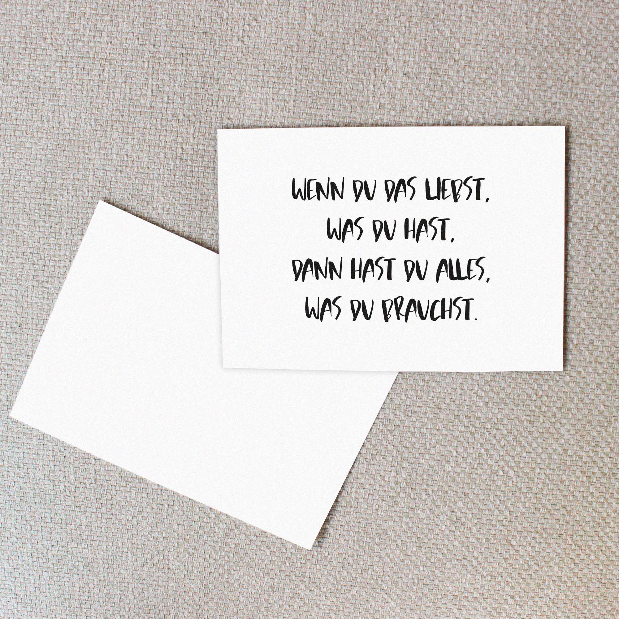 Postkarte 2er Set "Wenn du das liebst, was du hast, dann hast du alles, was du brauchst."