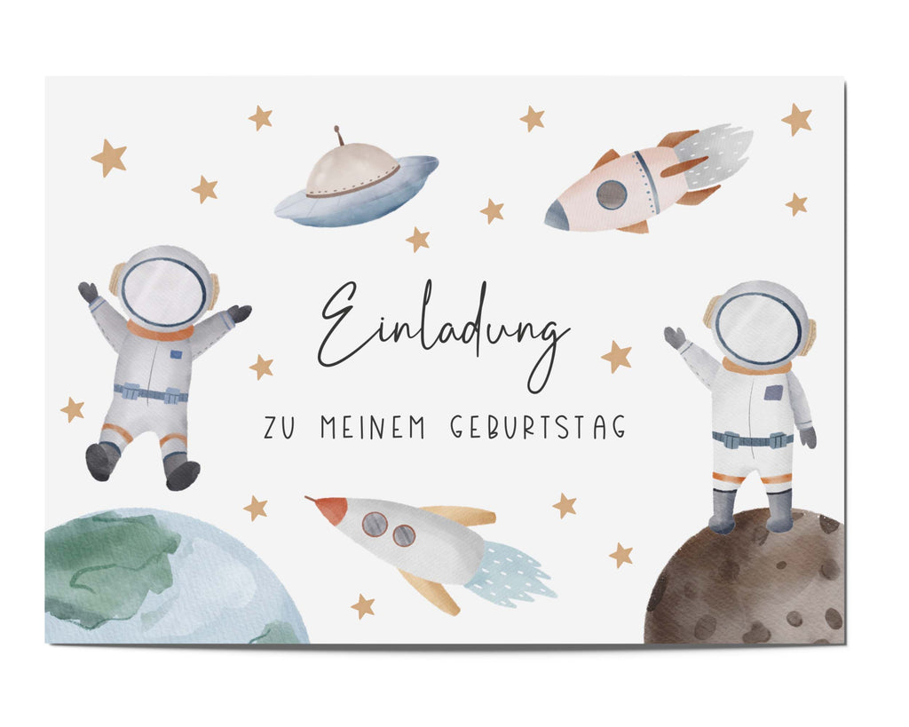 Astronauten Einladungen Kindergeburtstag DIN A6