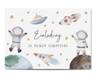 Astronauten Einladungen Kindergeburtstag DIN A6