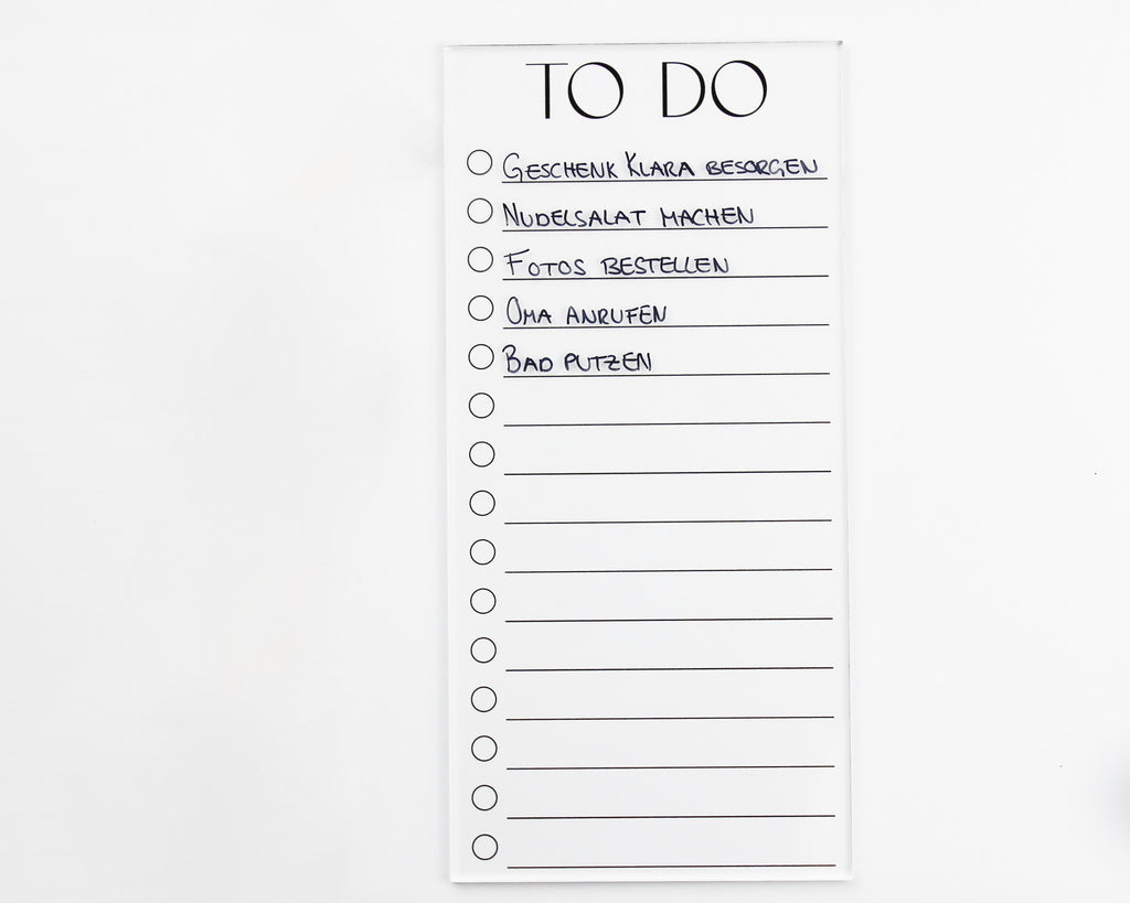 To-Do-Liste Acryl abwischbar DIN lang