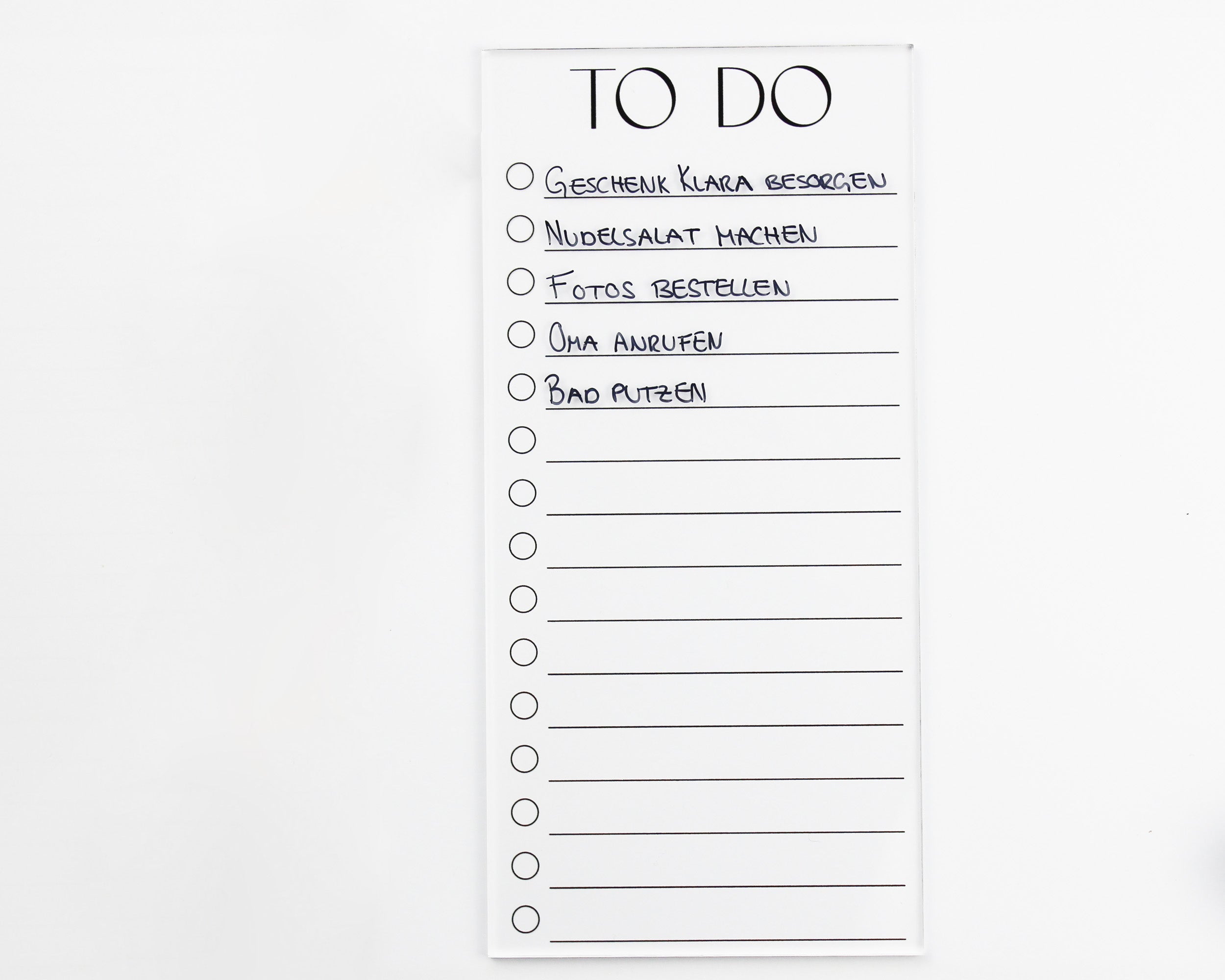 To-Do-Liste Acryl abwischbar DIN lang