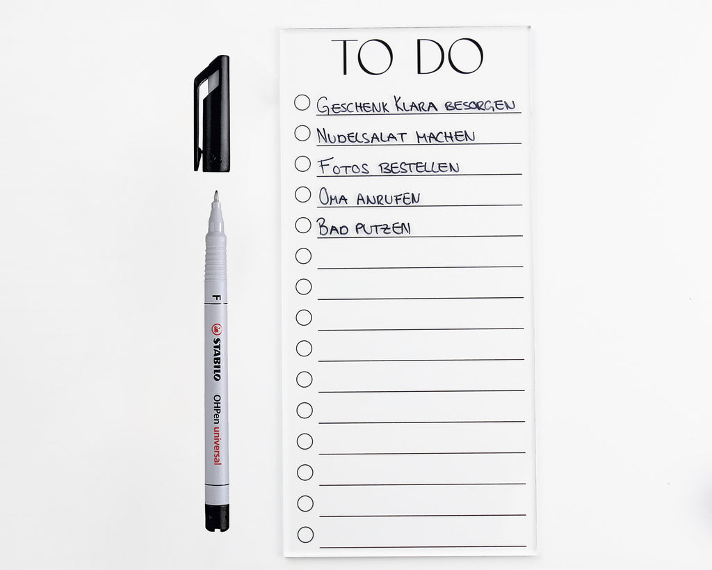 To-Do-Liste Acryl abwischbar DIN lang