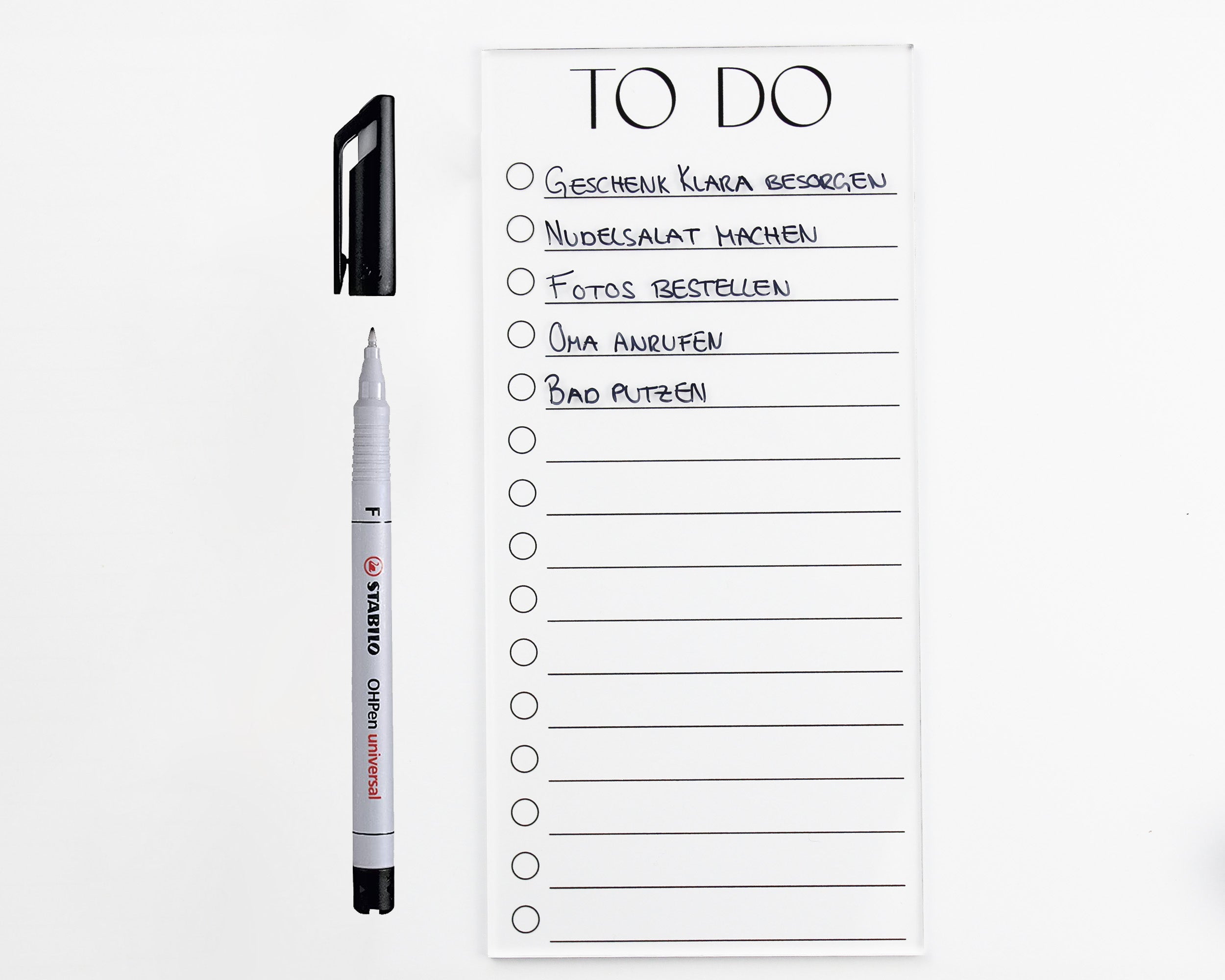 To-Do-Liste Acryl abwischbar DIN lang