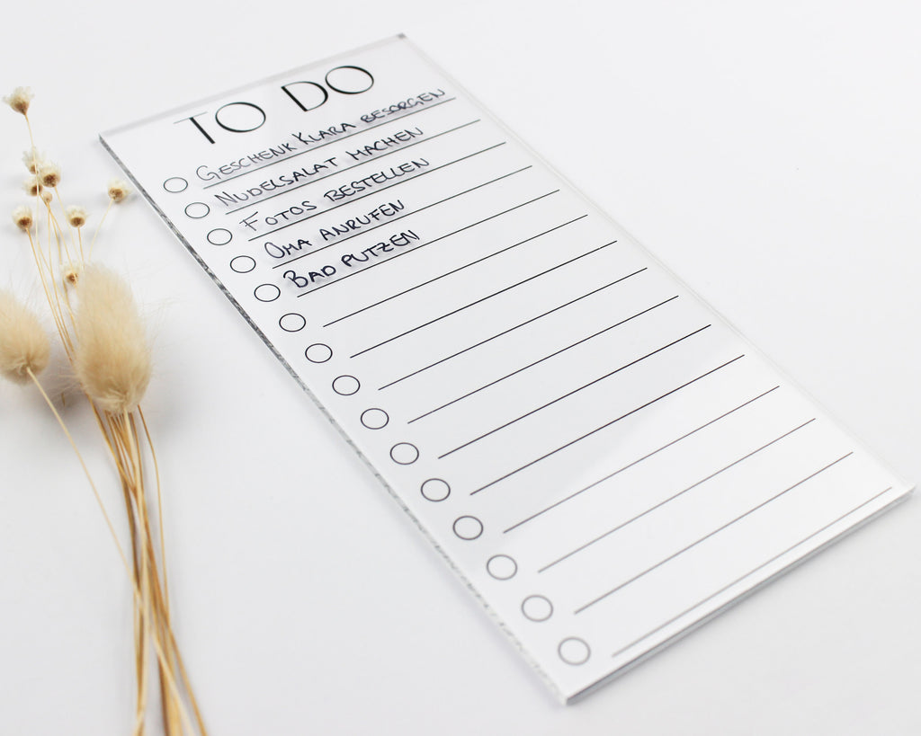 To-Do-Liste Acryl abwischbar DIN lang