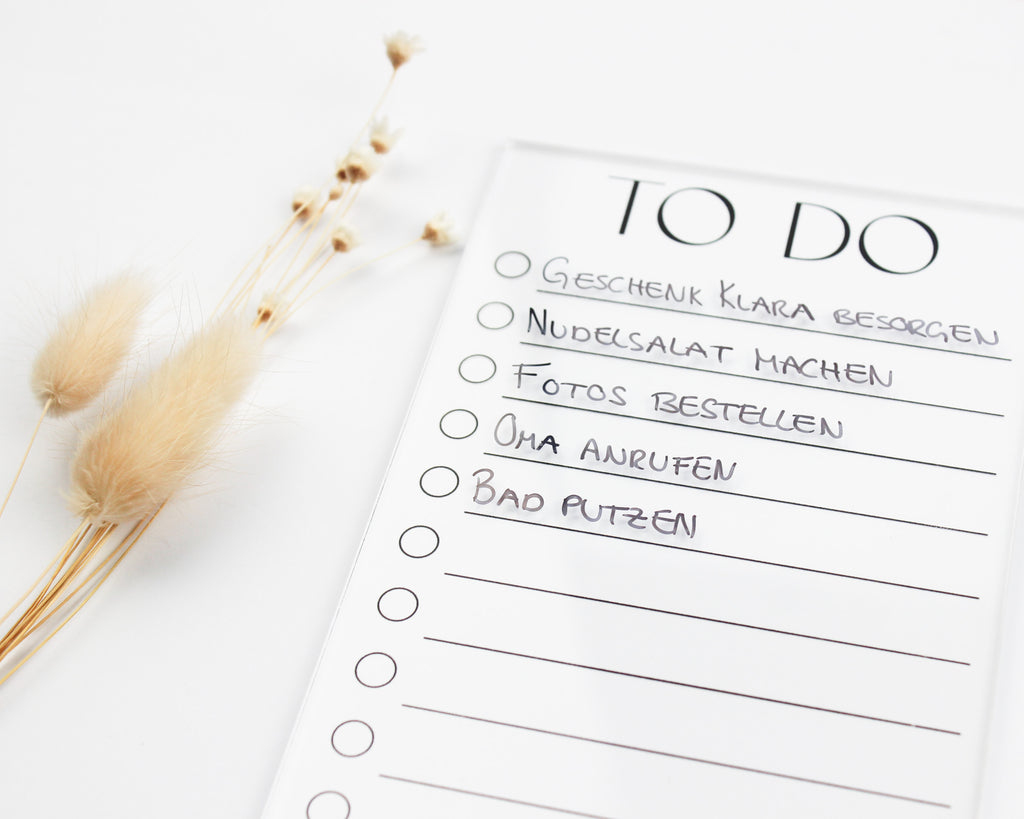 To-Do-Liste Acryl abwischbar DIN lang