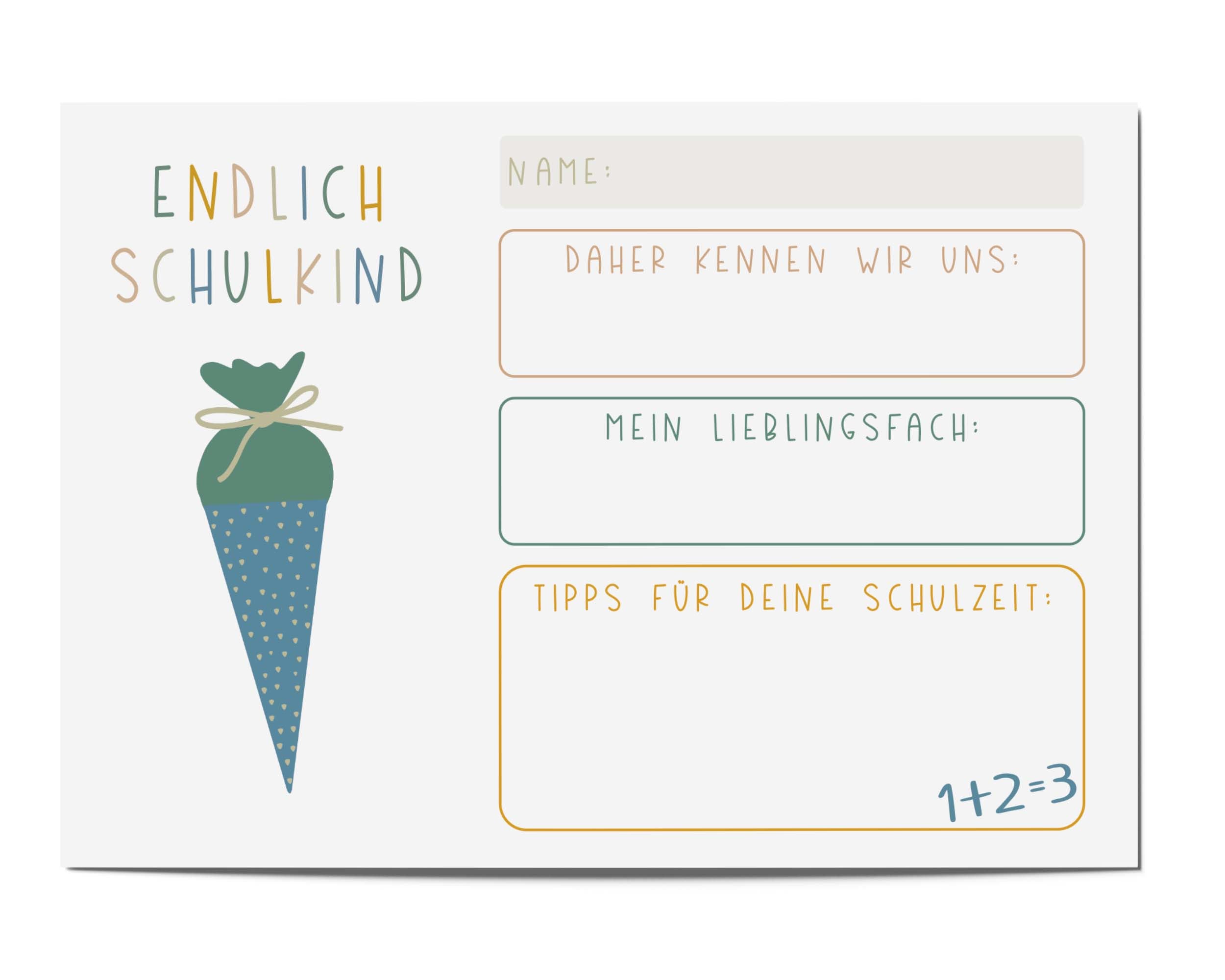 Gästebuchkarten zur Einschulung DIN A6 quer
