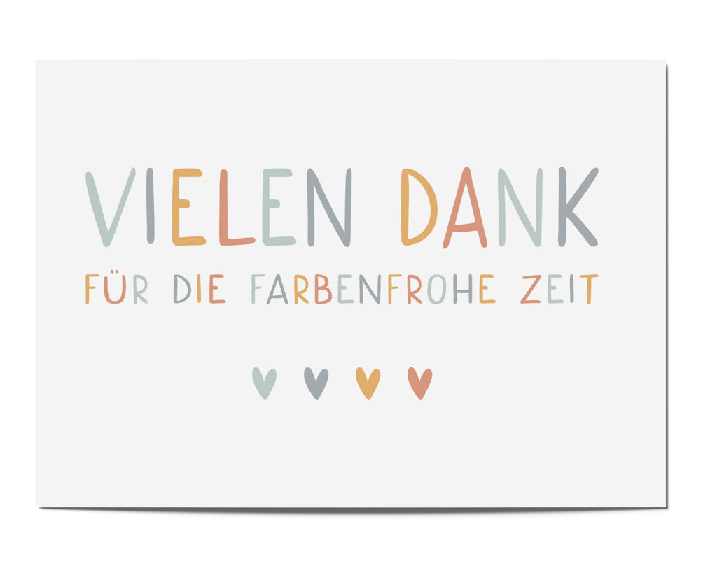 2er Set Vielen Dank für die farbenfrohe Zeit DIN A6