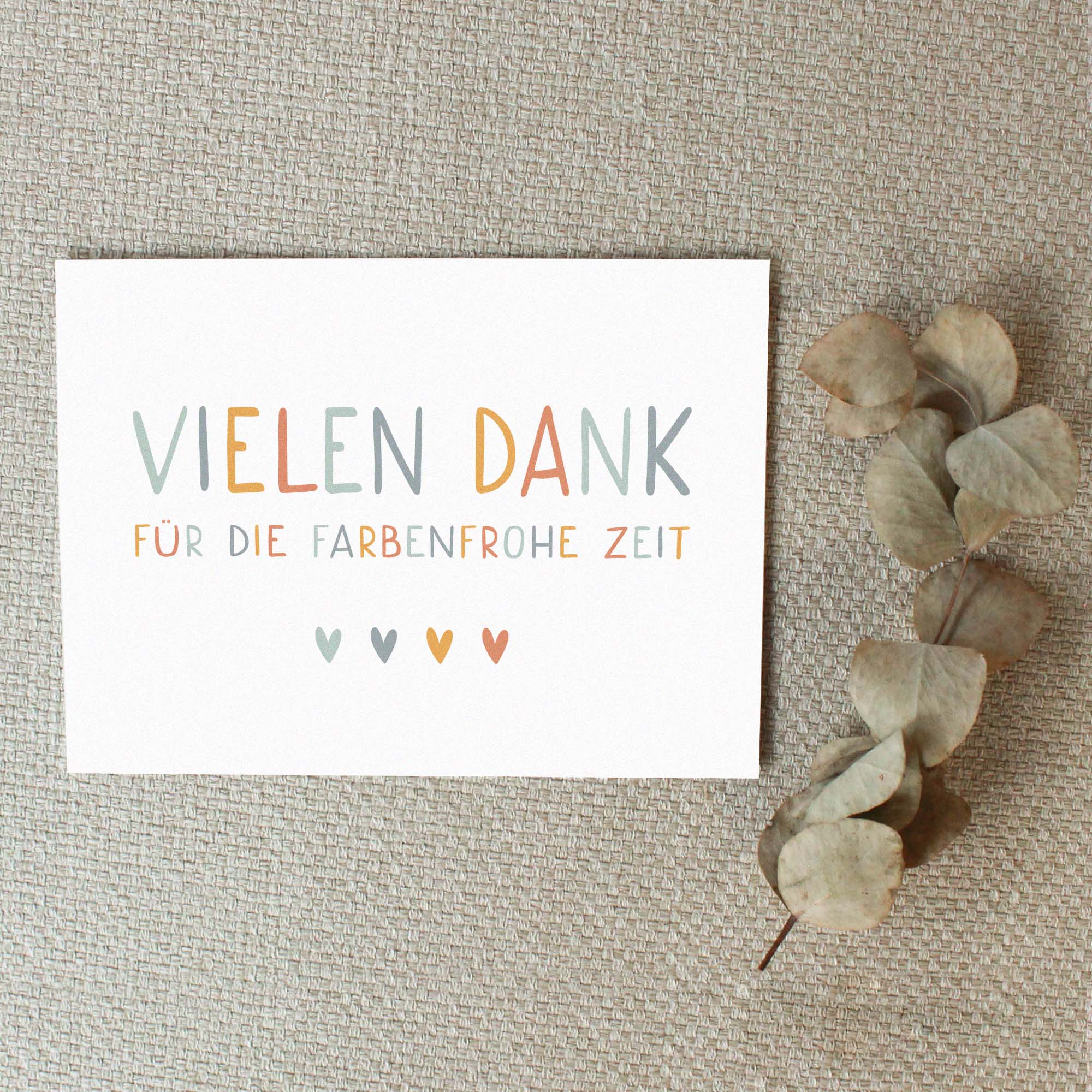 2er Set Vielen Dank für die farbenfrohe Zeit DIN A6