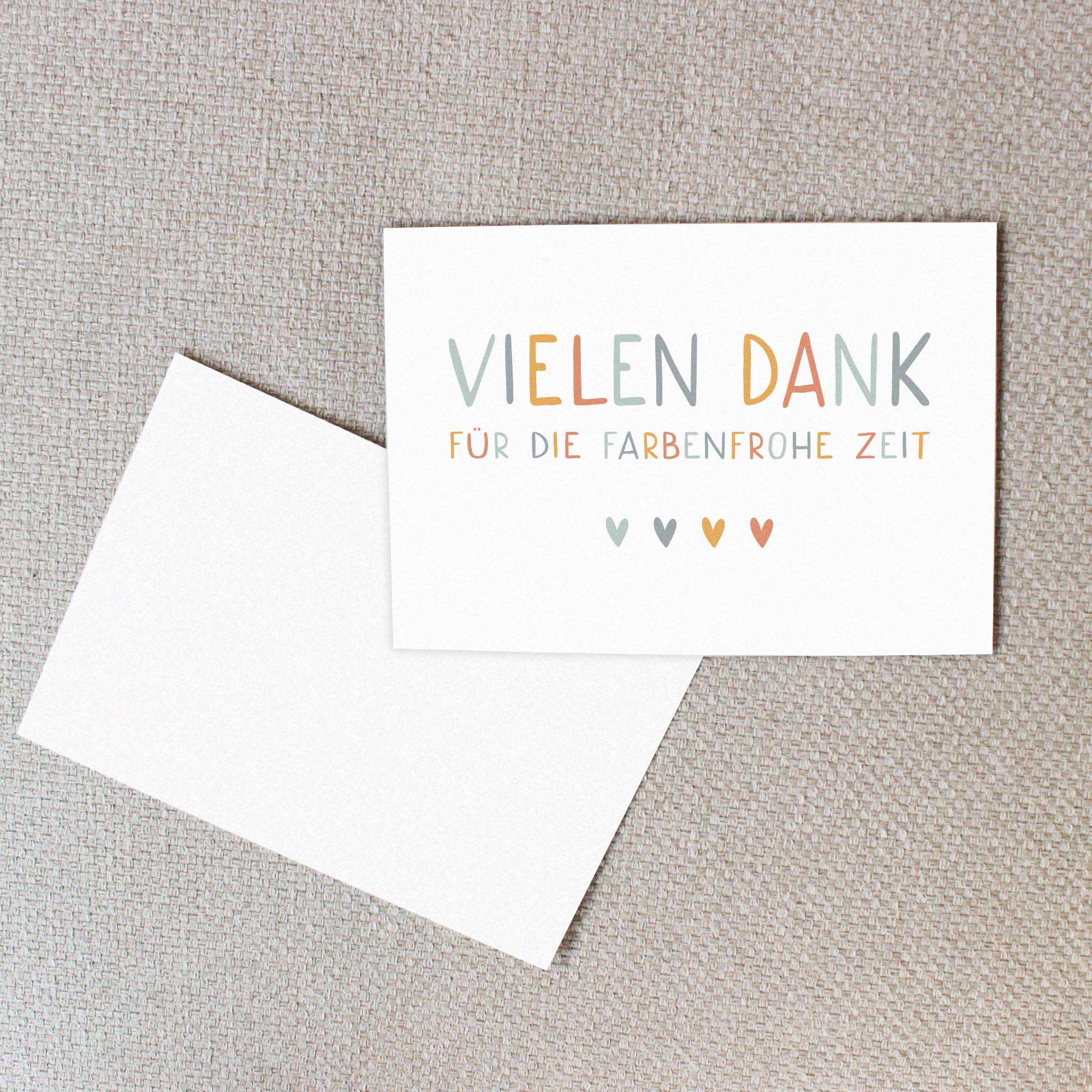 2er Set Vielen Dank für die farbenfrohe Zeit DIN A6