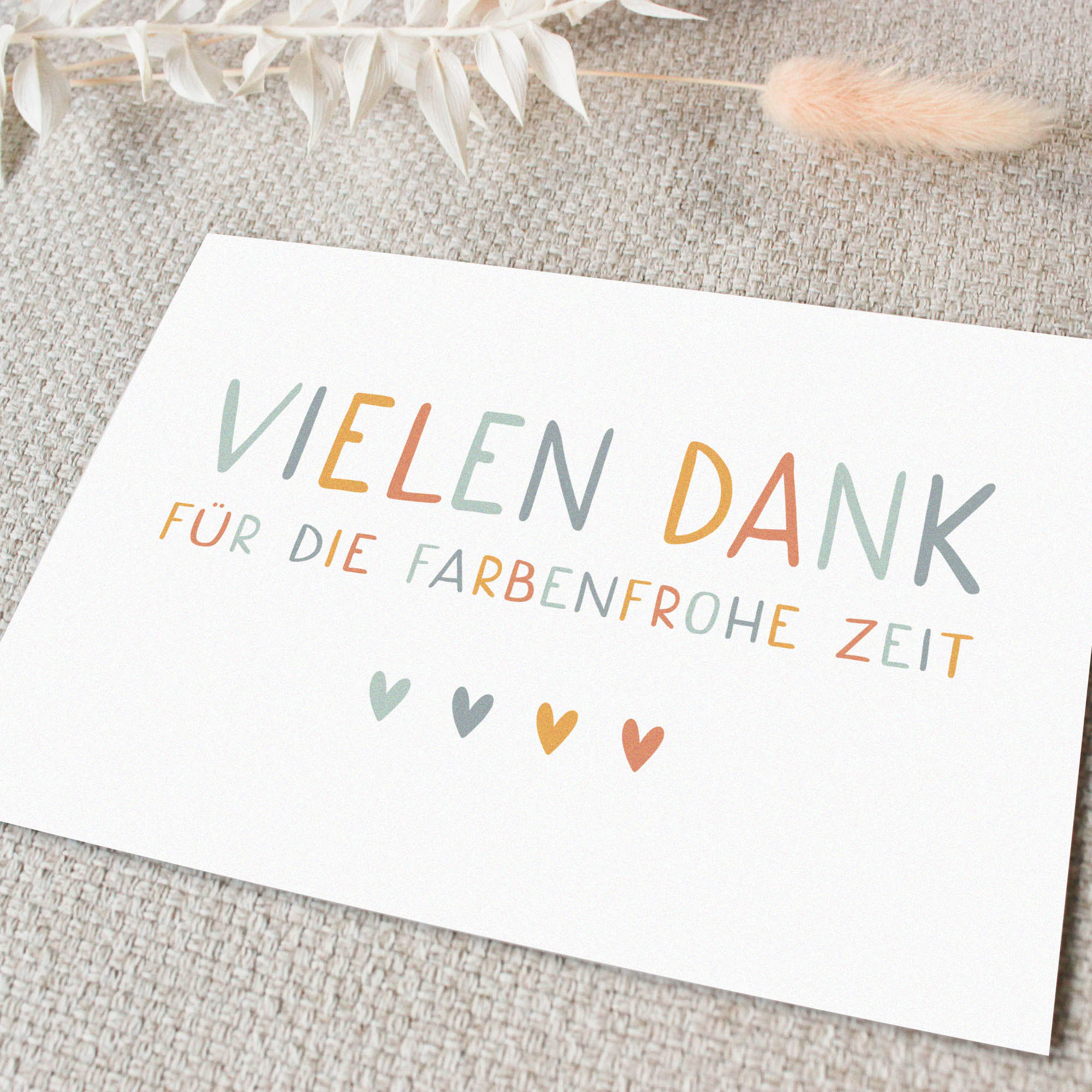 2er Set Vielen Dank für die farbenfrohe Zeit DIN A6