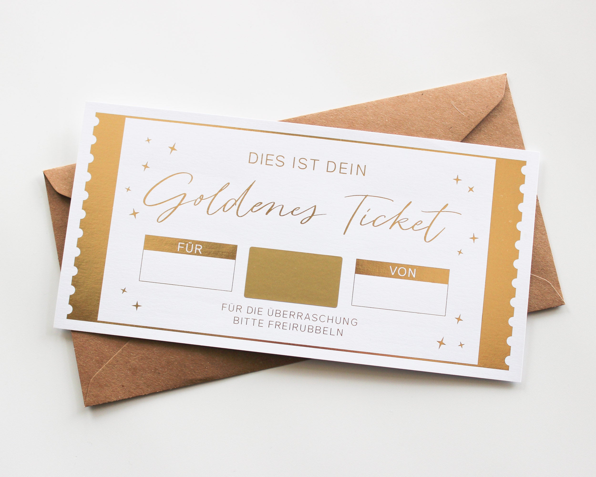 Goldenes Ticket DIN lang inkl. Umschlag