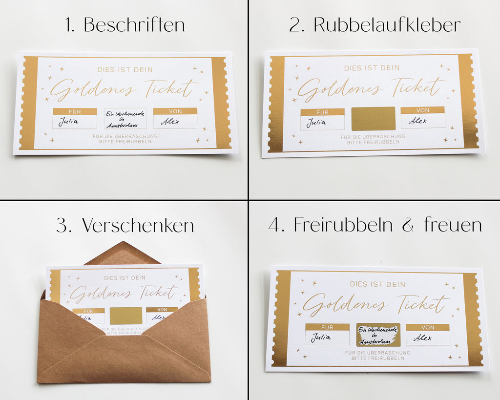Goldenes Ticket DIN lang inkl. Umschlag