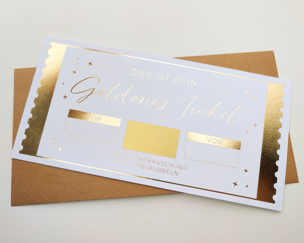 Goldenes Ticket DIN lang inkl. Umschlag