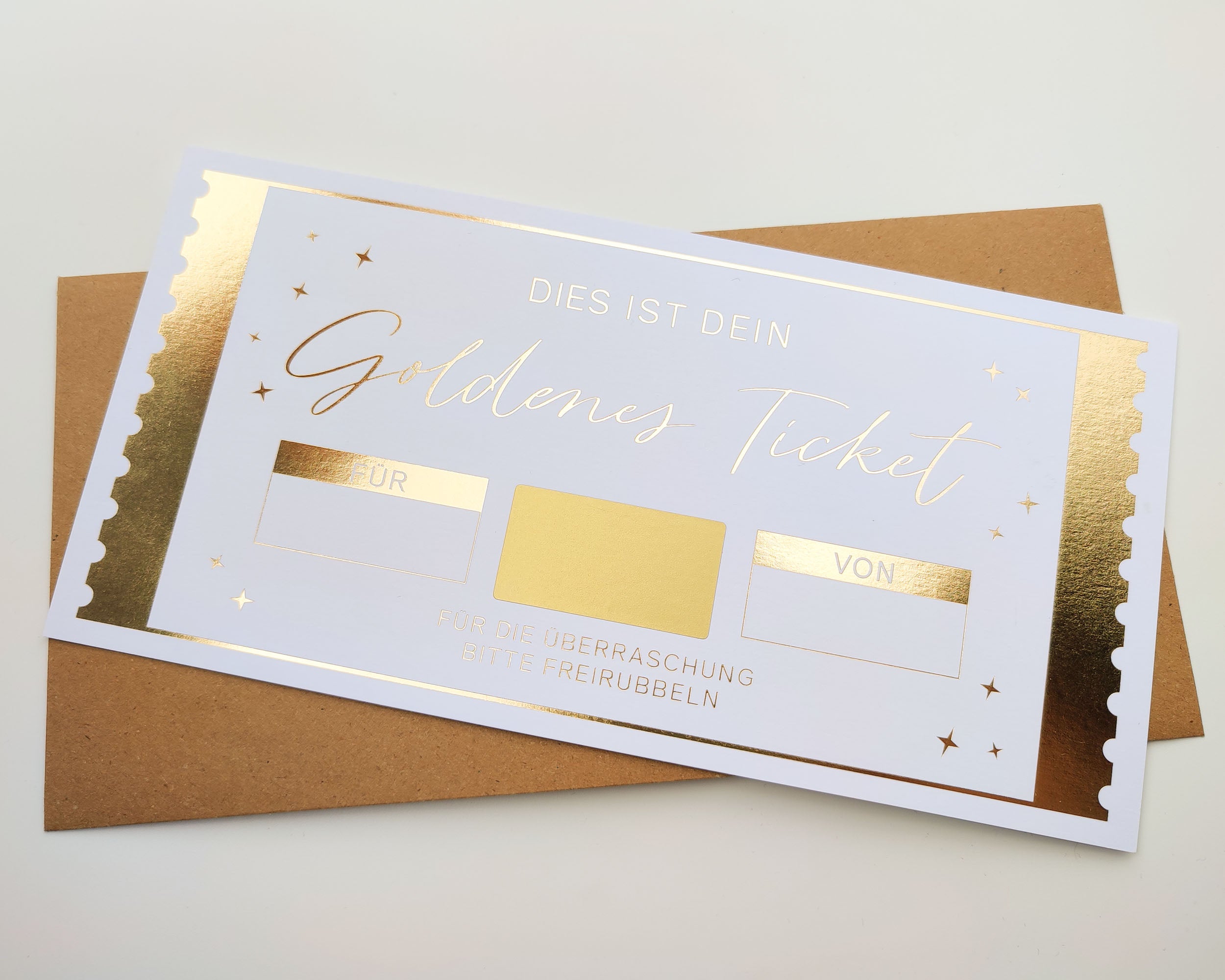 Goldenes Ticket DIN lang inkl. Umschlag