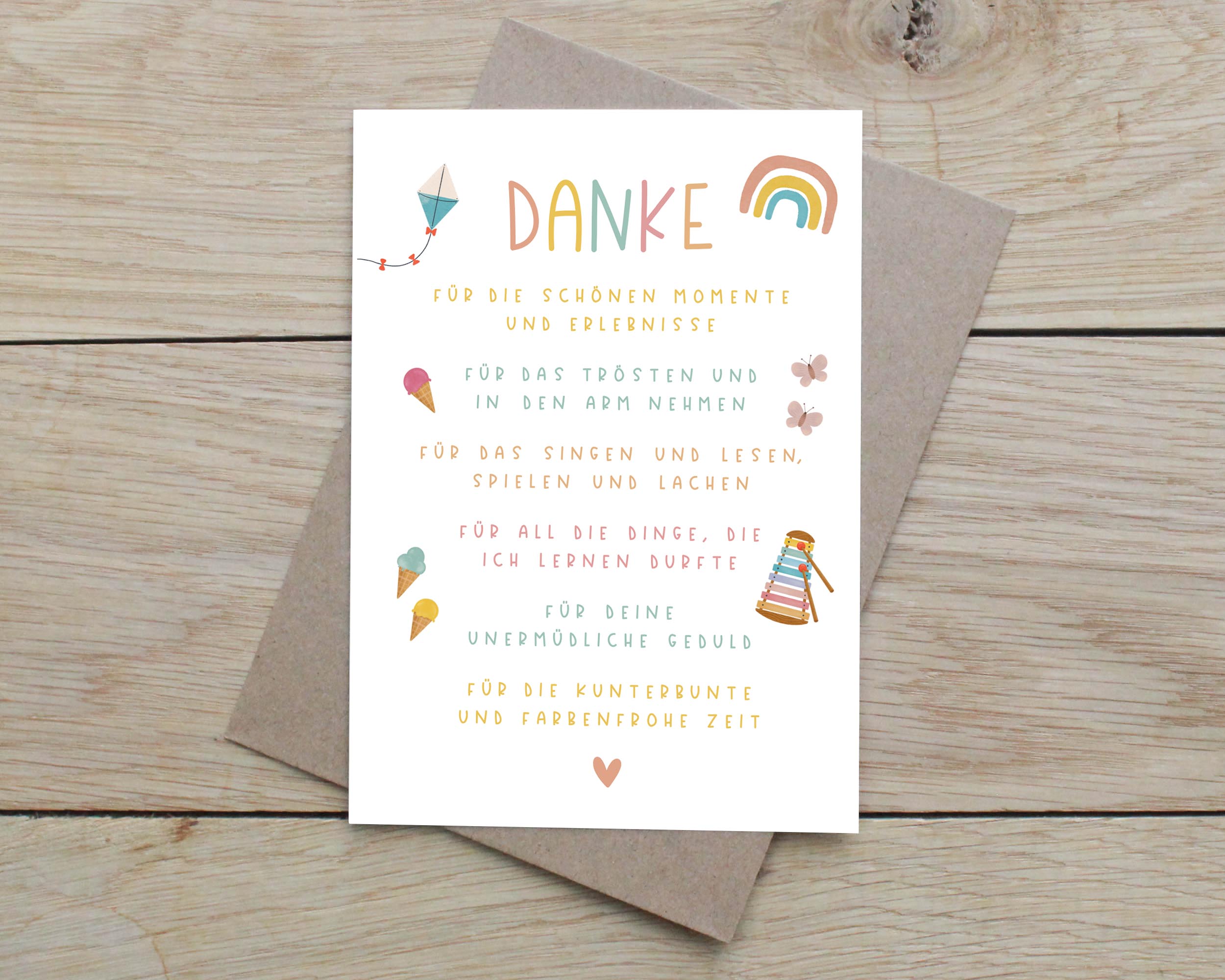 Abschied Kindergarten | Abschiedskarte für Erzieher/in DIN A6