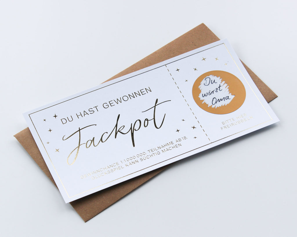 Schwangerschaft verkünden | Jackpot | Rubbellos DIN lang