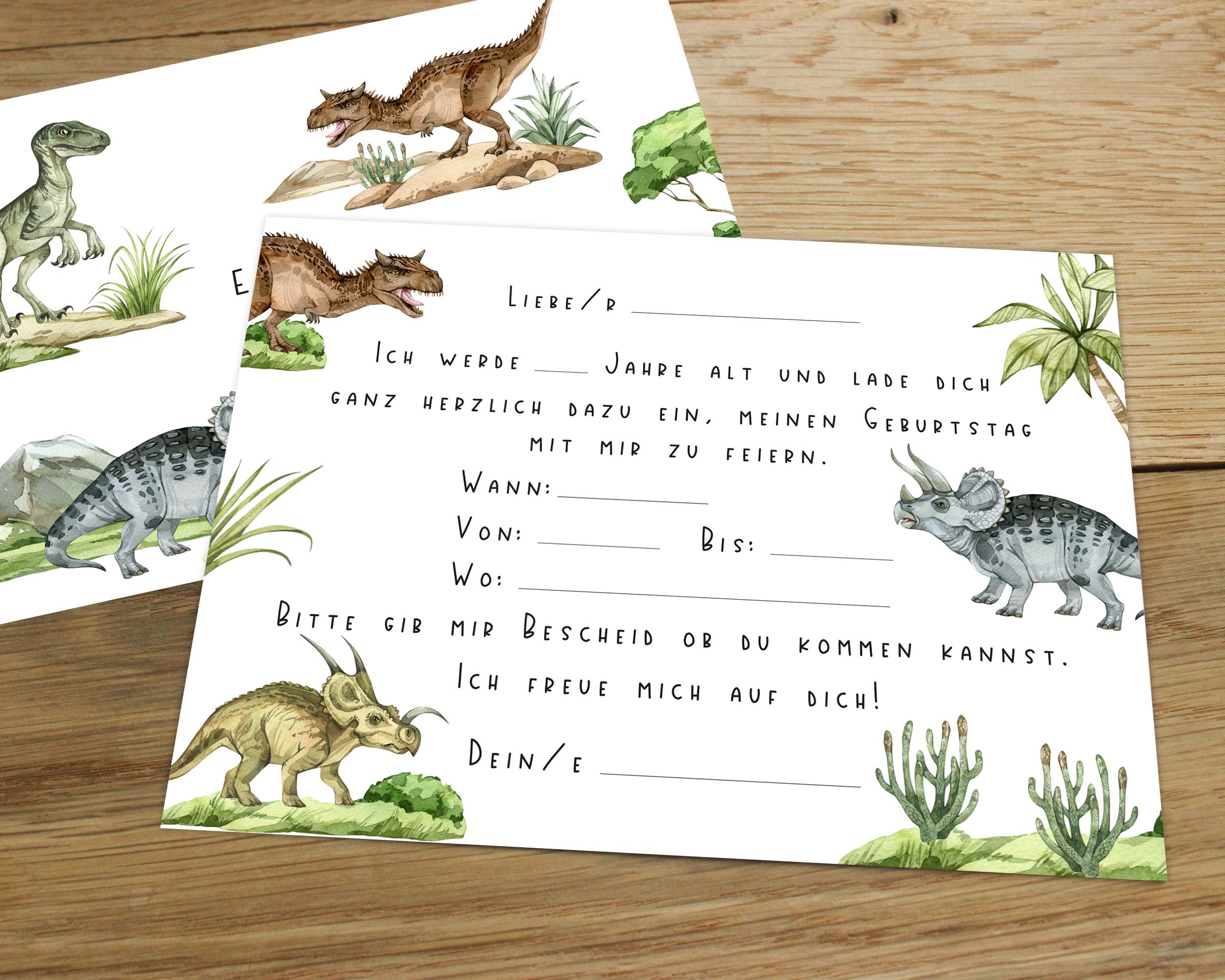 Einladungskarten Dinos