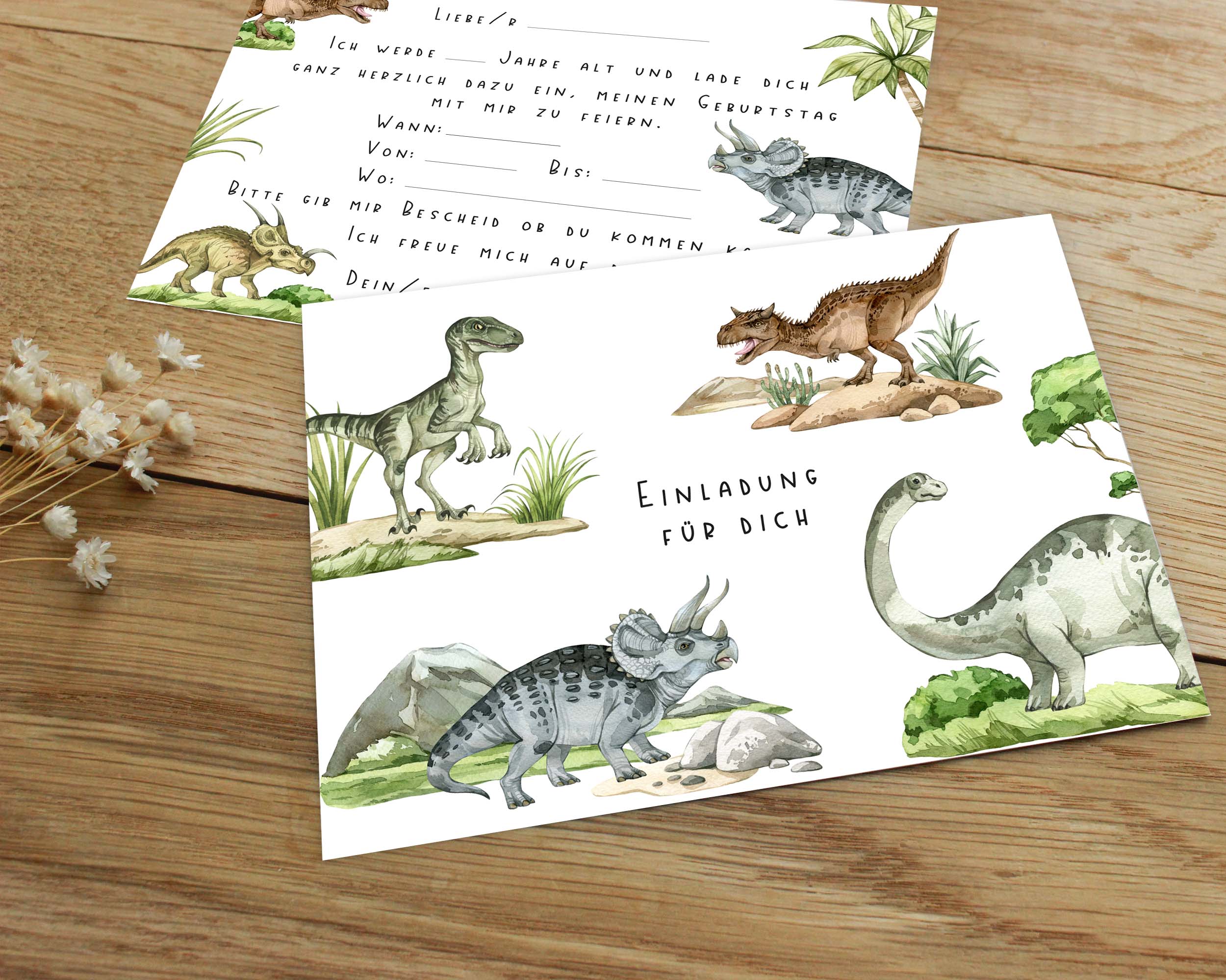 Einladungskarten Dinos
