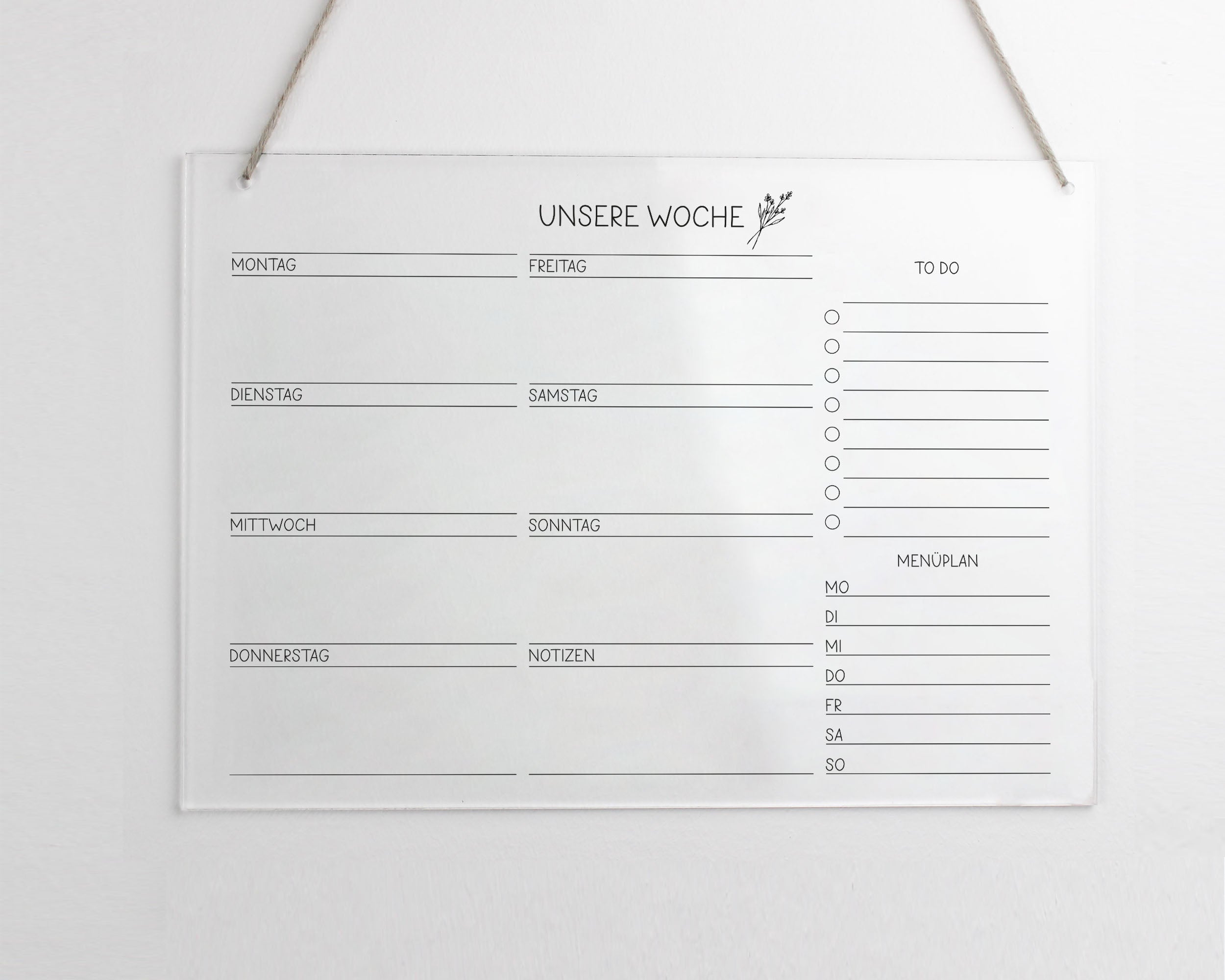 Acrylglas Wochenplaner A4