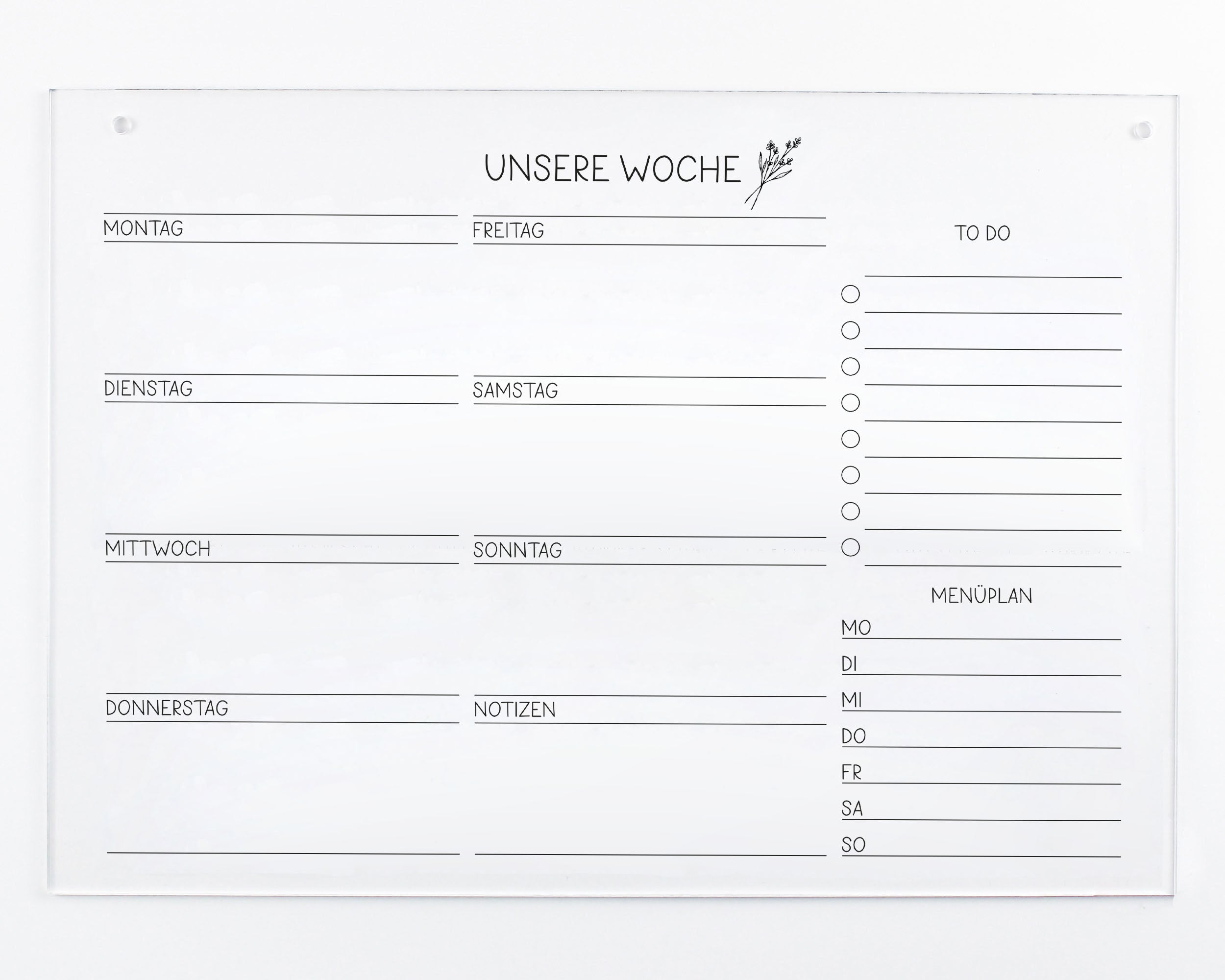 Acrylglas Wochenplaner A4