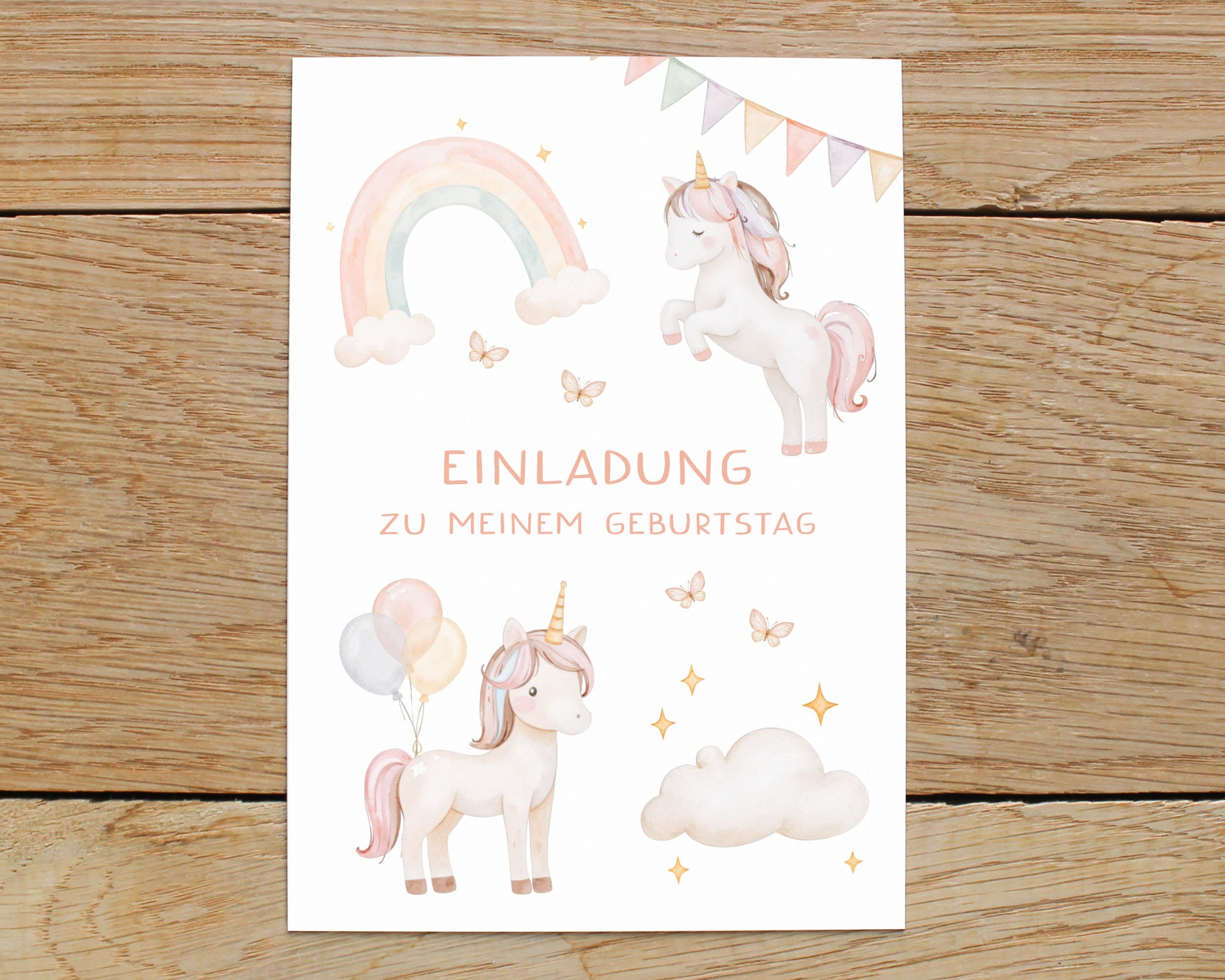 Einhorn Einladungskarte DIN A6