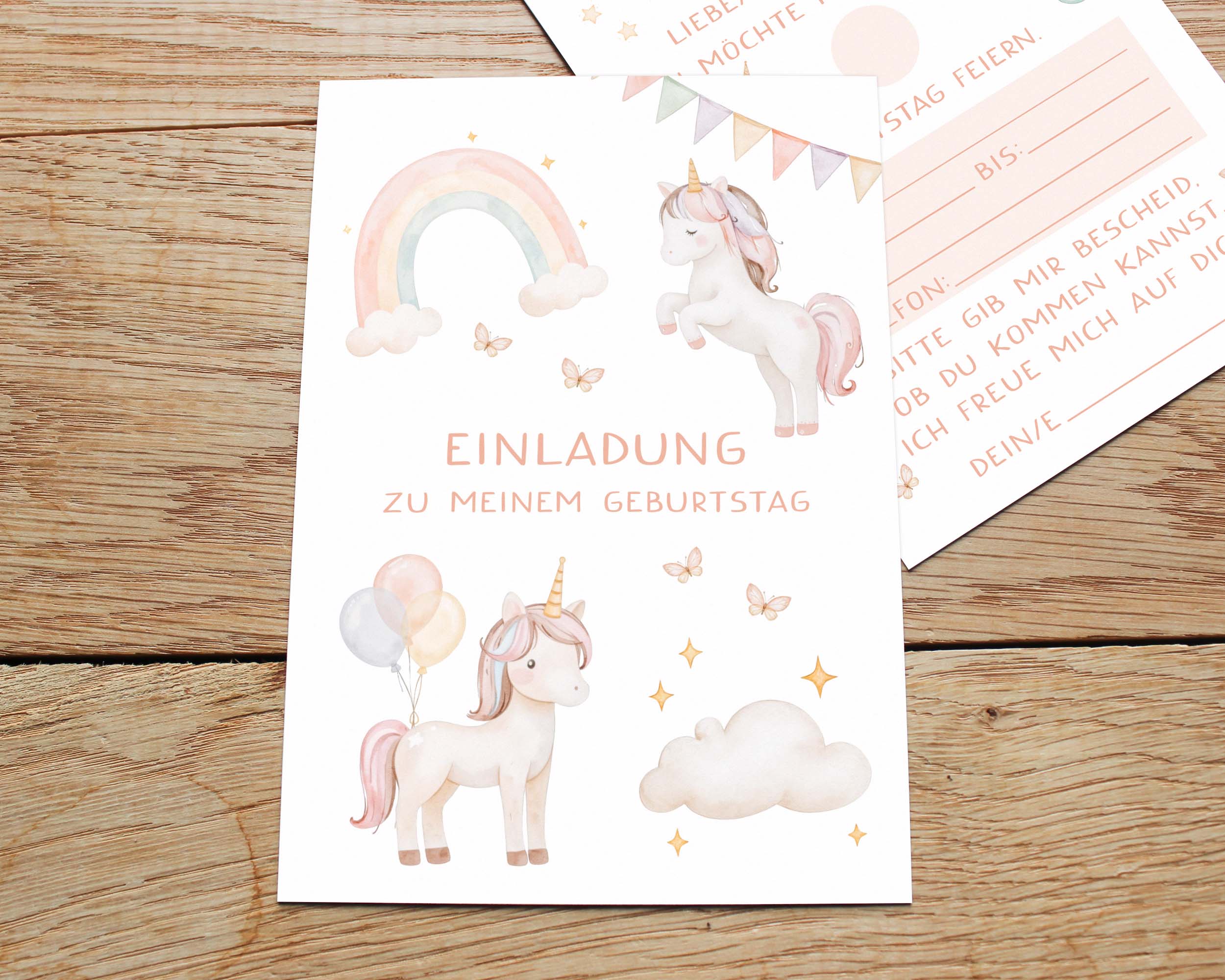 Einhorn Einladungskarte DIN A6