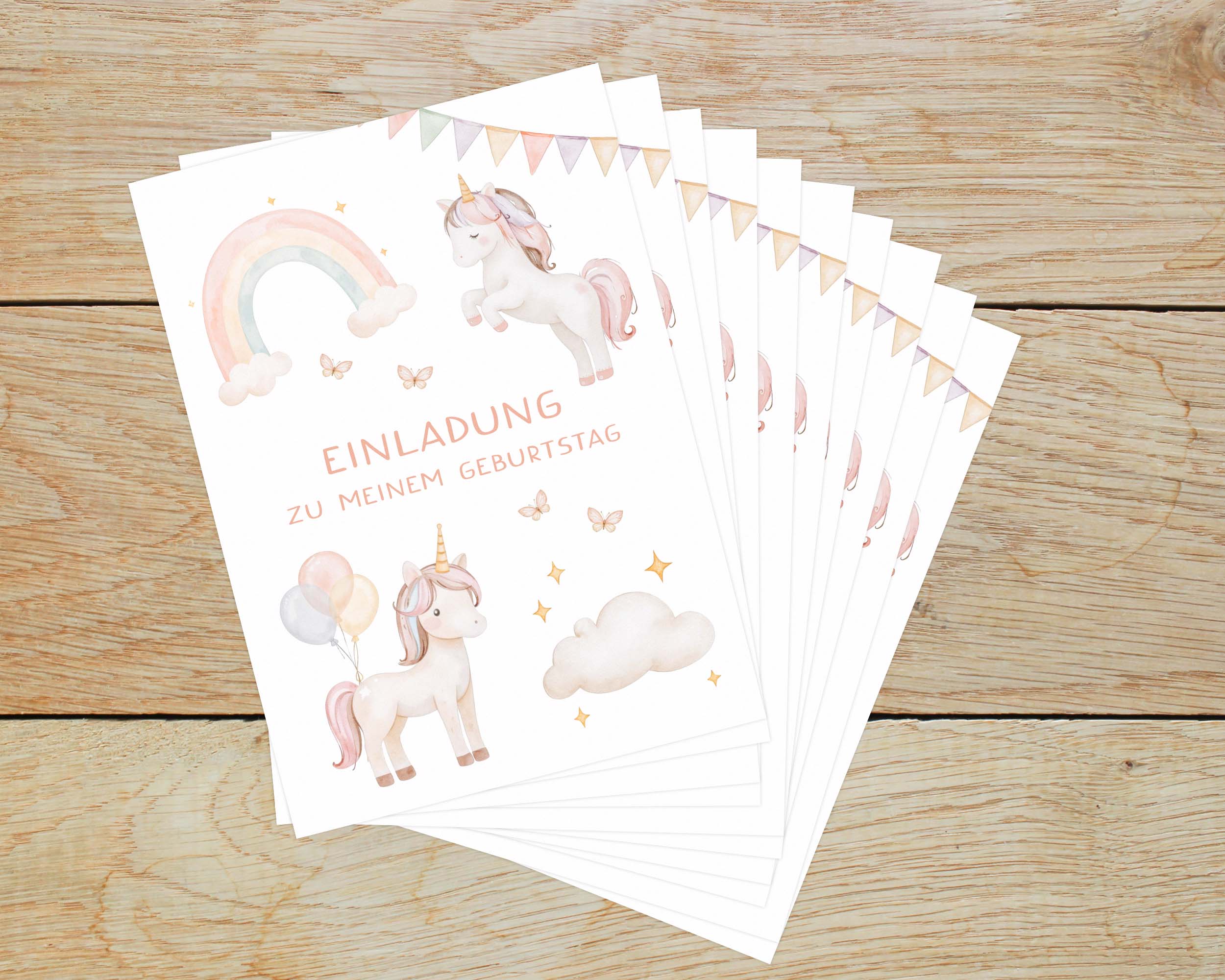 Einhorn Einladungskarte DIN A6